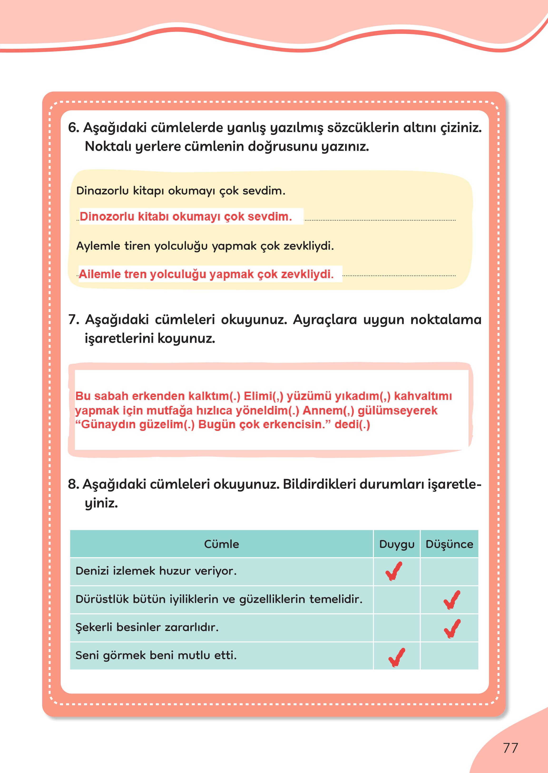 3. Sınıf Meb Yayınları Türkçe Ders Kitabı Sayfa 77 Cevapları 3. Sınıf Meb Yayınları Türkçe Ders Kitabı Sayfa 77 Cevapları