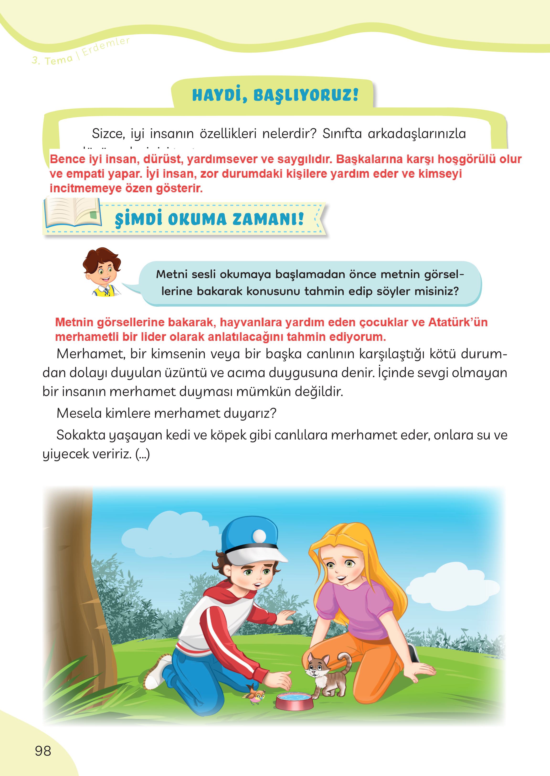 3. Sınıf Meb Yayınları Türkçe Ders Kitabı Sayfa 98 Cevapları 3. Sınıf Meb Yayınları Türkçe Ders Kitabı Sayfa 98 Cevapları