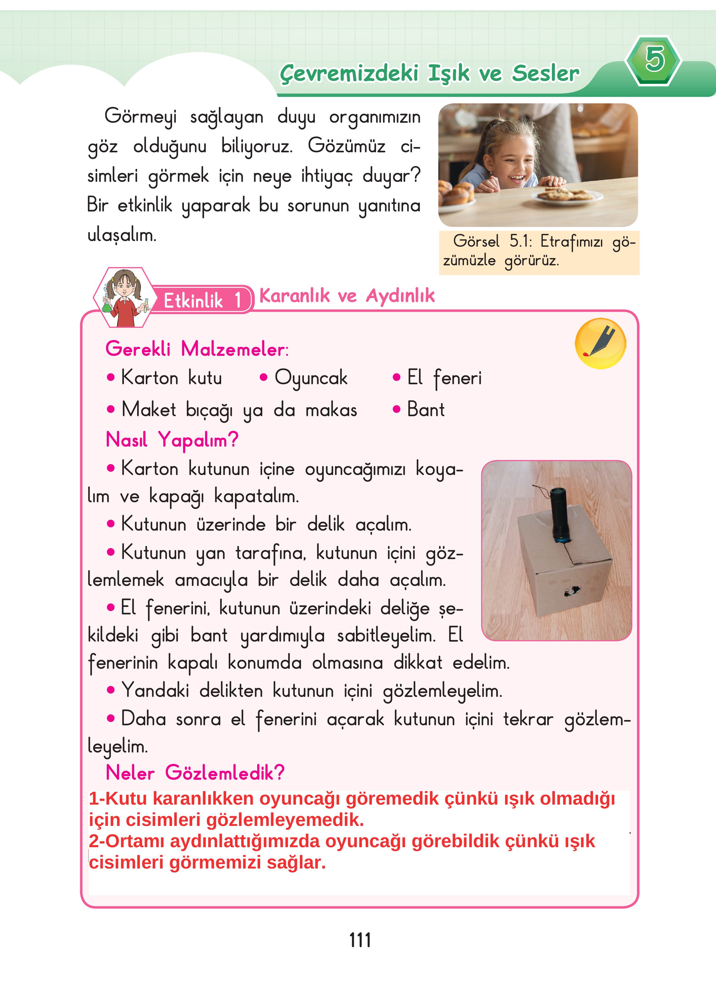 3. Sınıf Sdr Dikey Yayıncılık Fen Bilimleri Ders Kitabı Sayfa 111 Cevapları