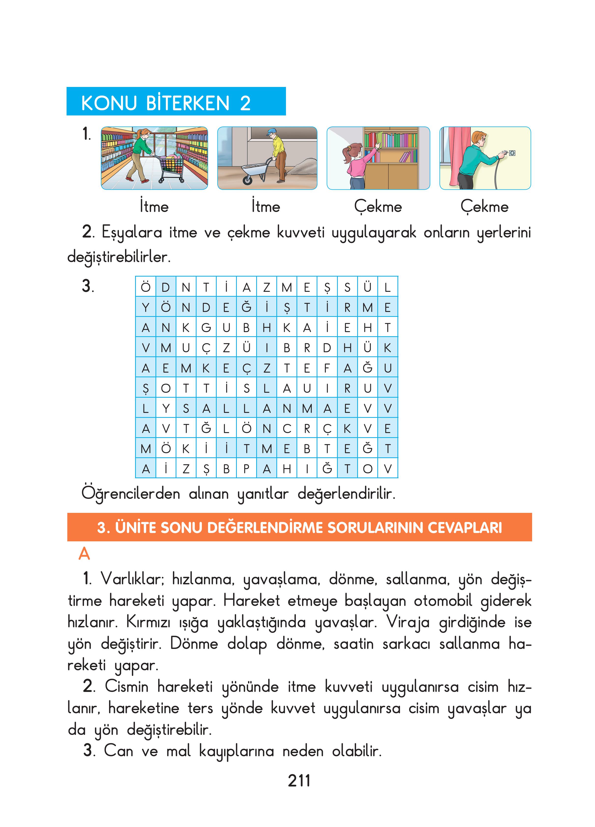 3. Sınıf Sdr Dikey Yayıncılık Fen Bilimleri Ders Kitabı Sayfa 211 Cevapları