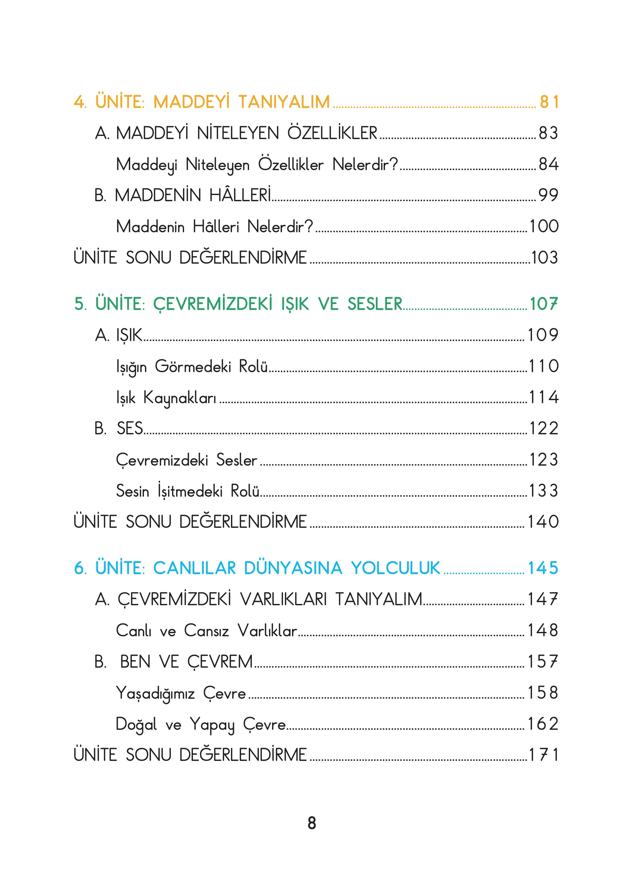 3. Sınıf Sdr Dikey Yayıncılık Fen Bilimleri Ders Kitabı Sayfa 8 Cevapları