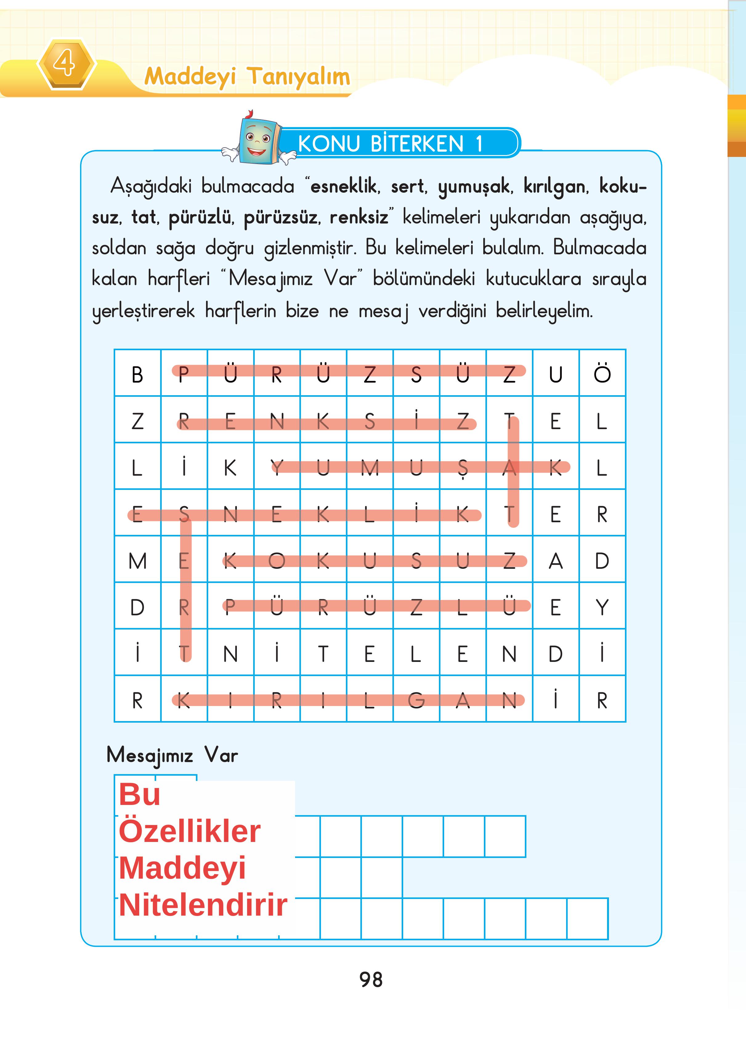 3. Sınıf Sdr Dikey Yayıncılık Fen Bilimleri Ders Kitabı Sayfa 98 Cevapları