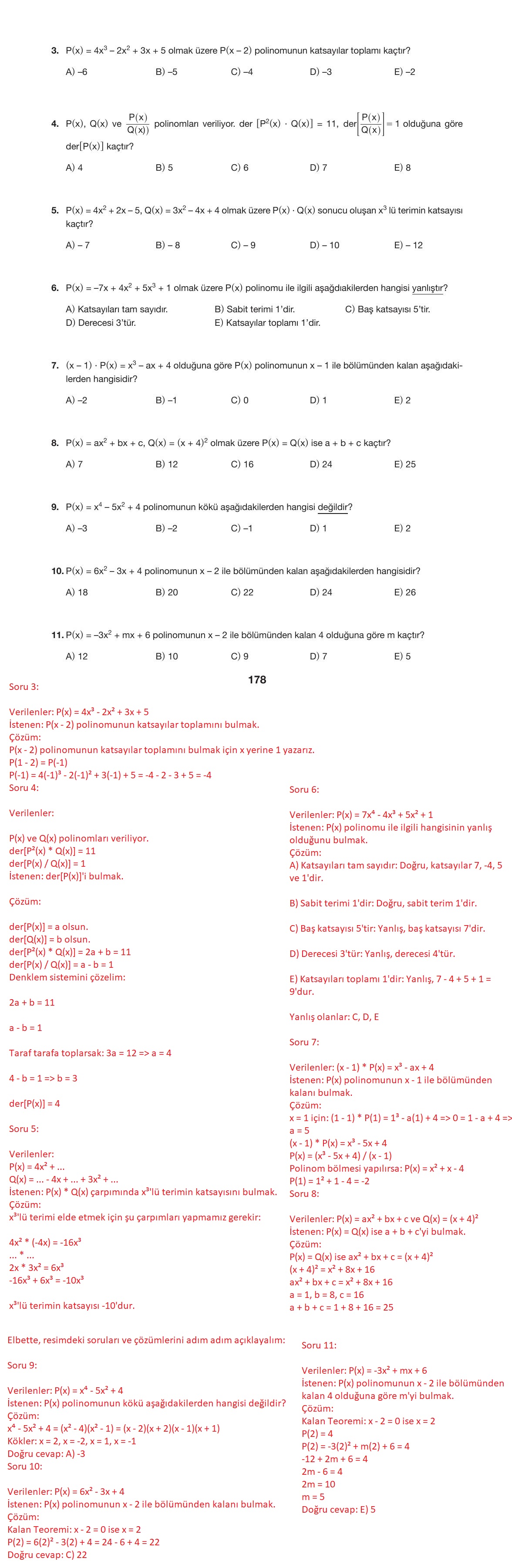 10. Sınıf Hecce Yayıncılık Matematik Ders Kitabı Sayfa 178 Cevapları