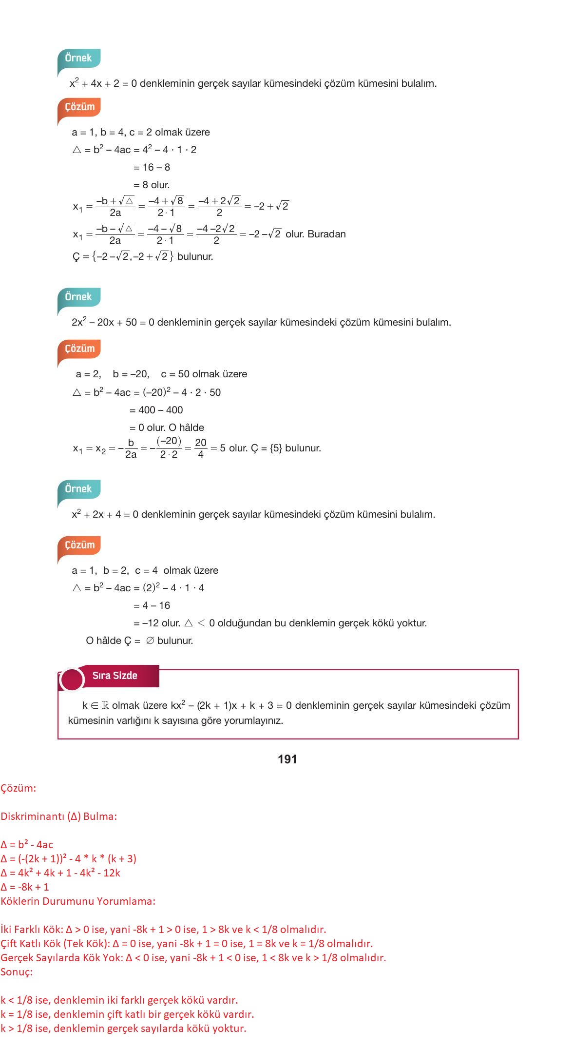 10. Sınıf Hecce Yayıncılık Matematik Ders Kitabı Sayfa 191 Cevapları