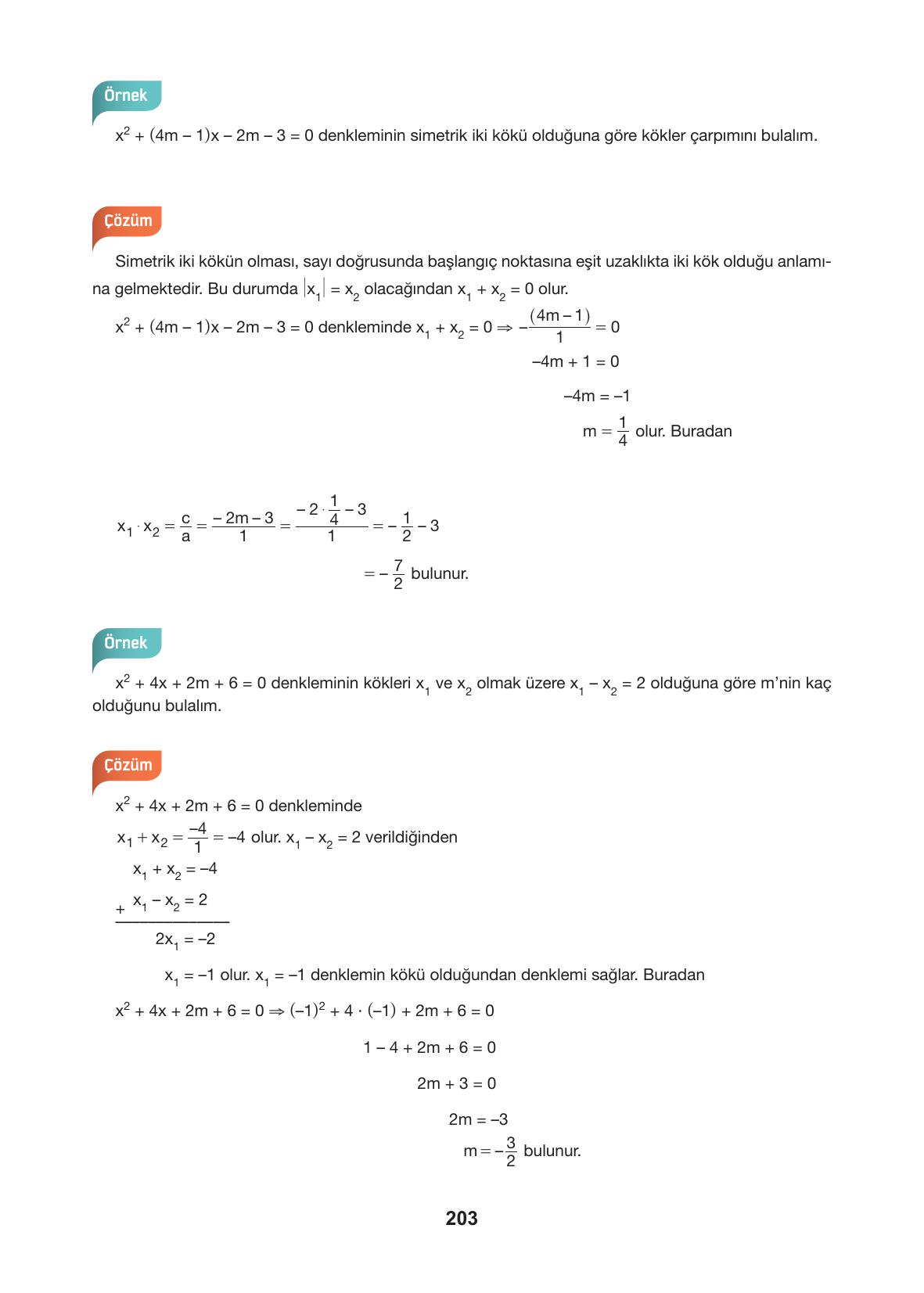 10. Sınıf Hecce Yayıncılık Matematik Ders Kitabı Sayfa 203 Cevapları
