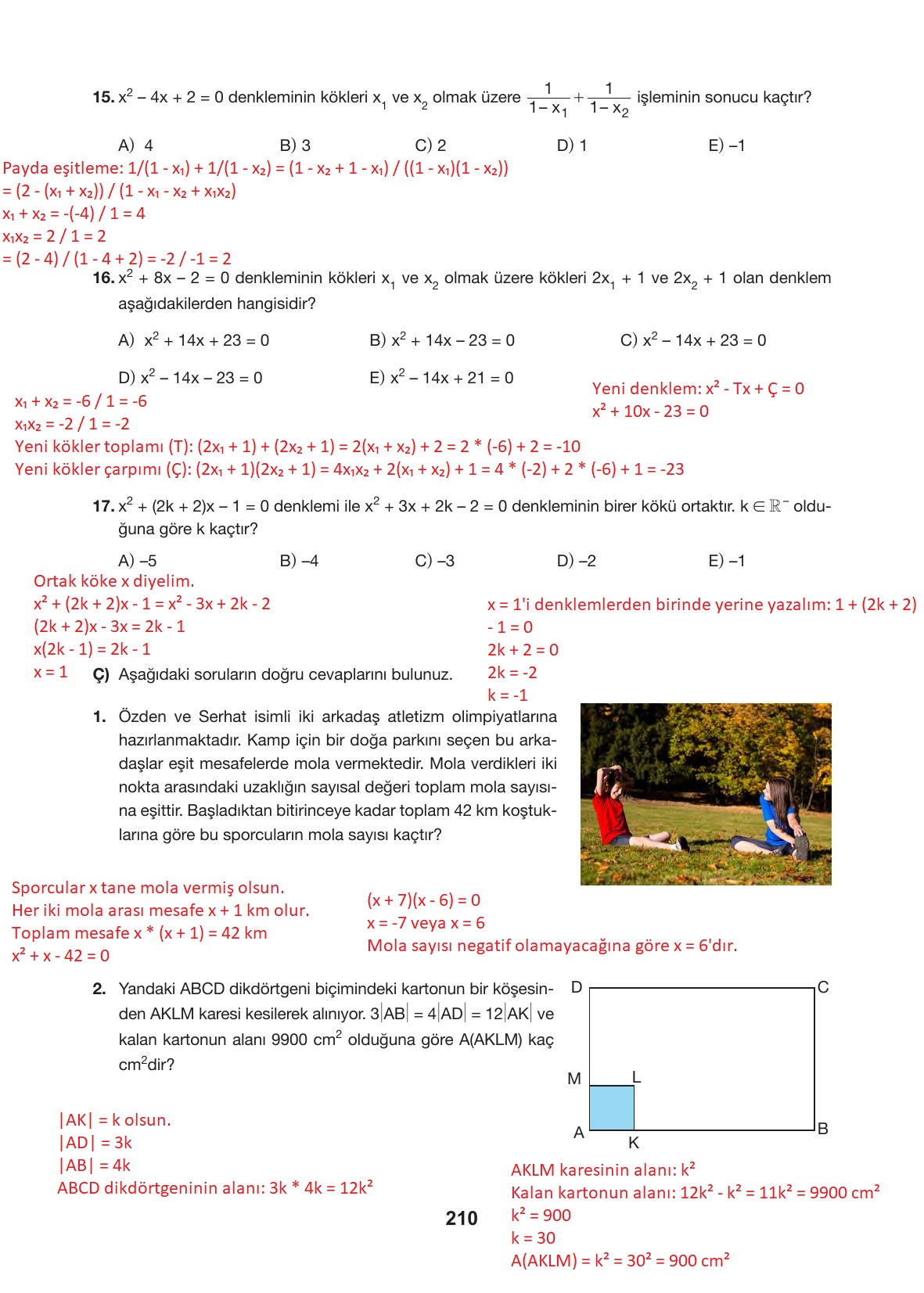 10. Sınıf Hecce Yayıncılık Matematik Ders Kitabı Sayfa 210 Cevapları