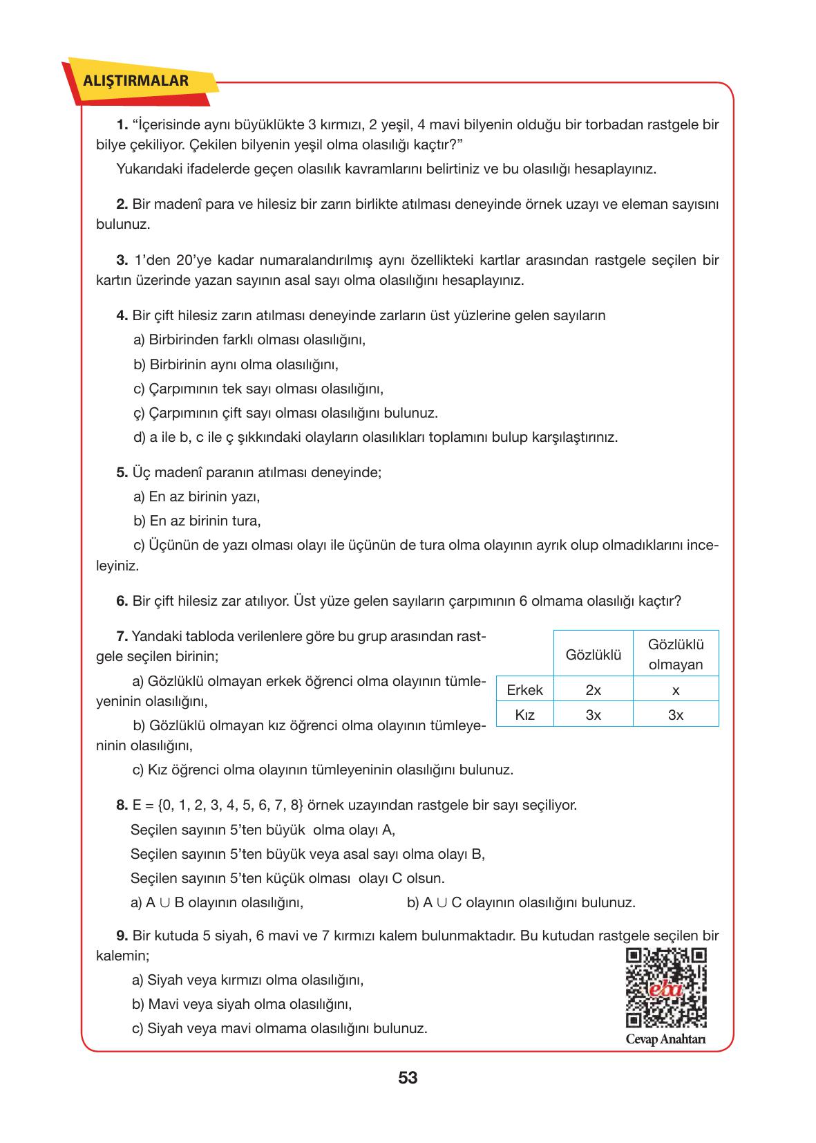 10. Sınıf Hecce Yayıncılık Matematik Ders Kitabı Sayfa 53 Cevapları