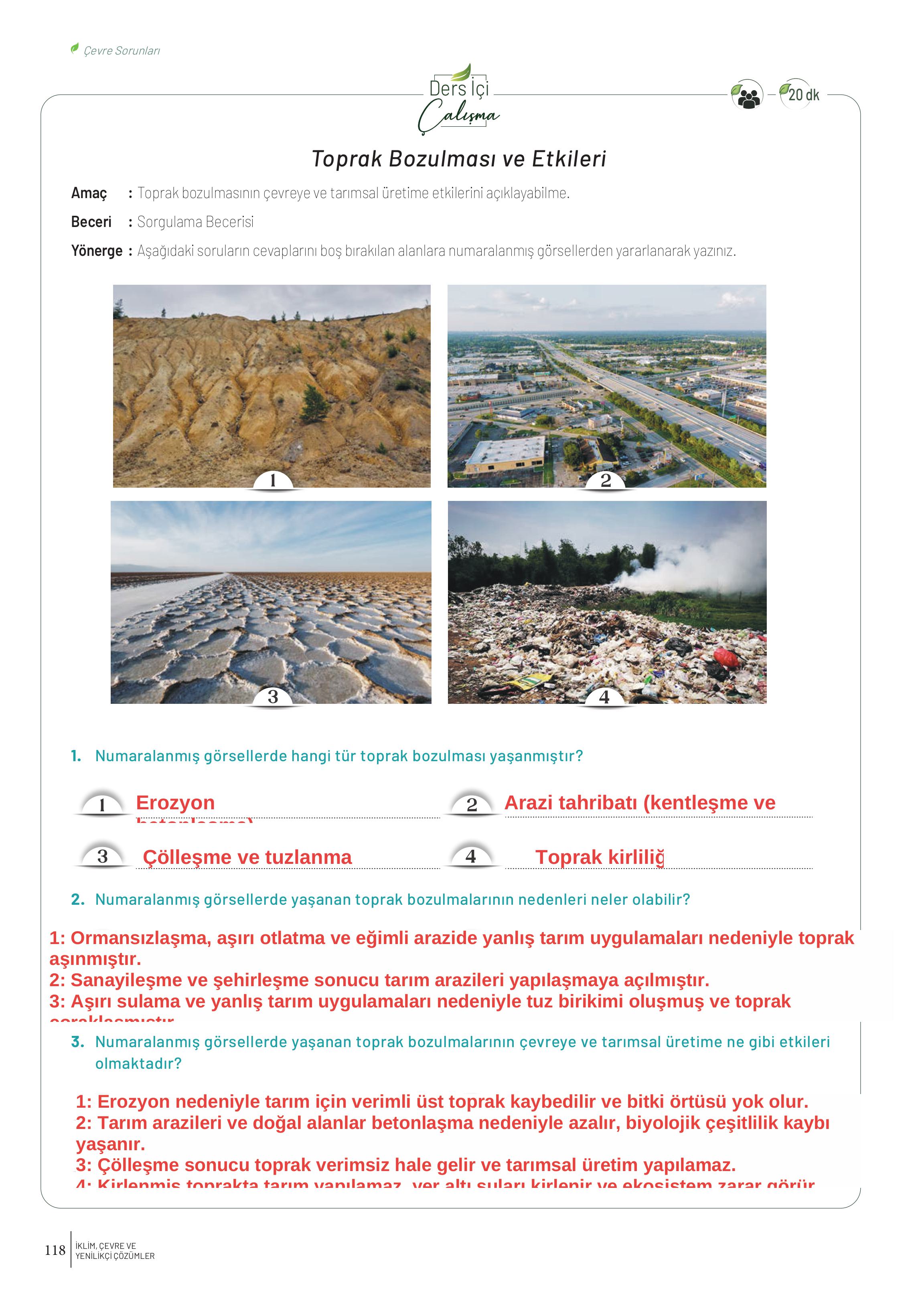 10. Sınıf Meb Yayınları İklim Çevre Ve Yenilikçi Çözümler Ders Kitabı Sayfa 118 Cevapları