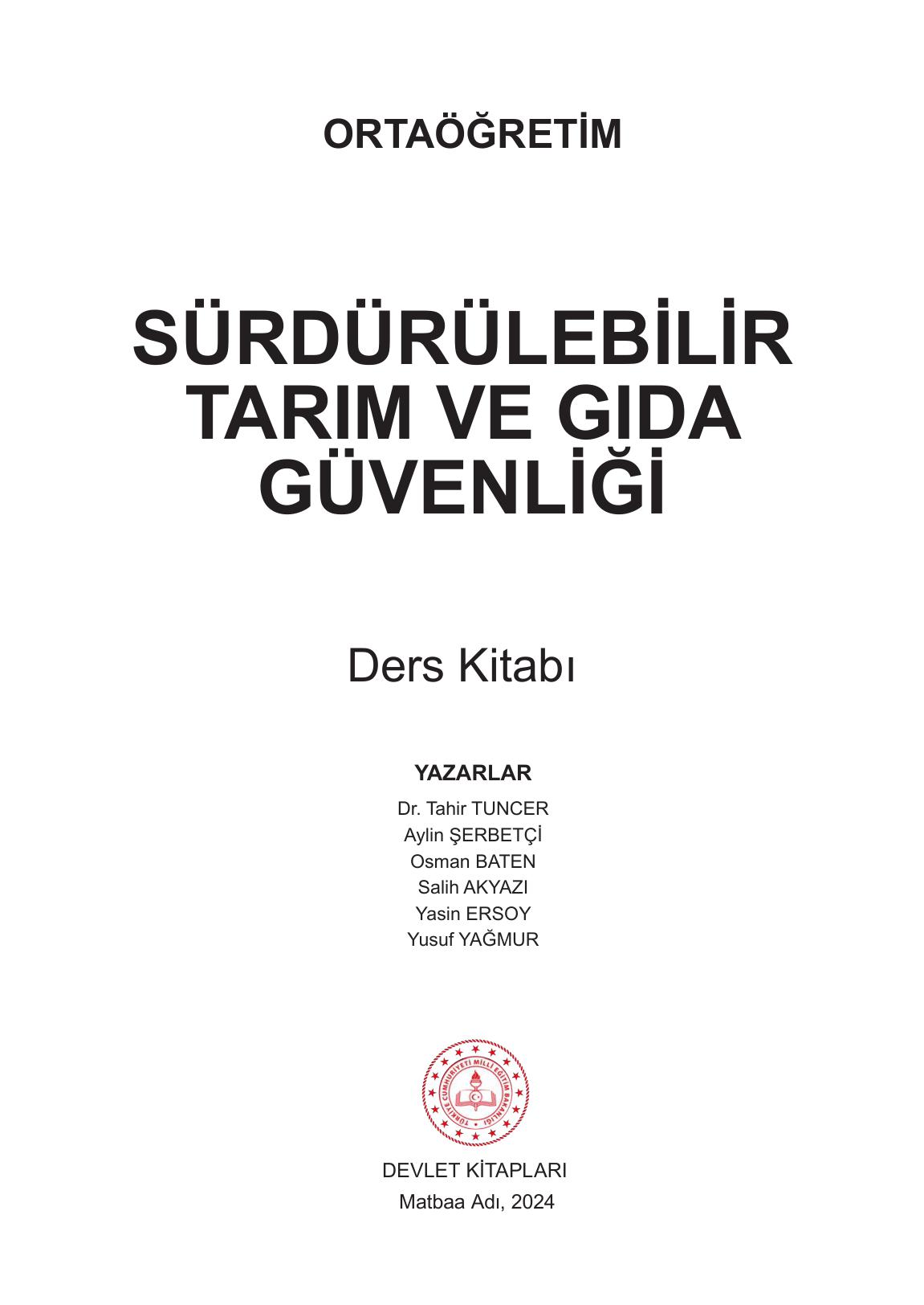 10. Sınıf Meb Yayınları Sürdürülebilir Tarım Ve Gıda Güvenliği Ders Kitabı Sayfa 1 Cevapları