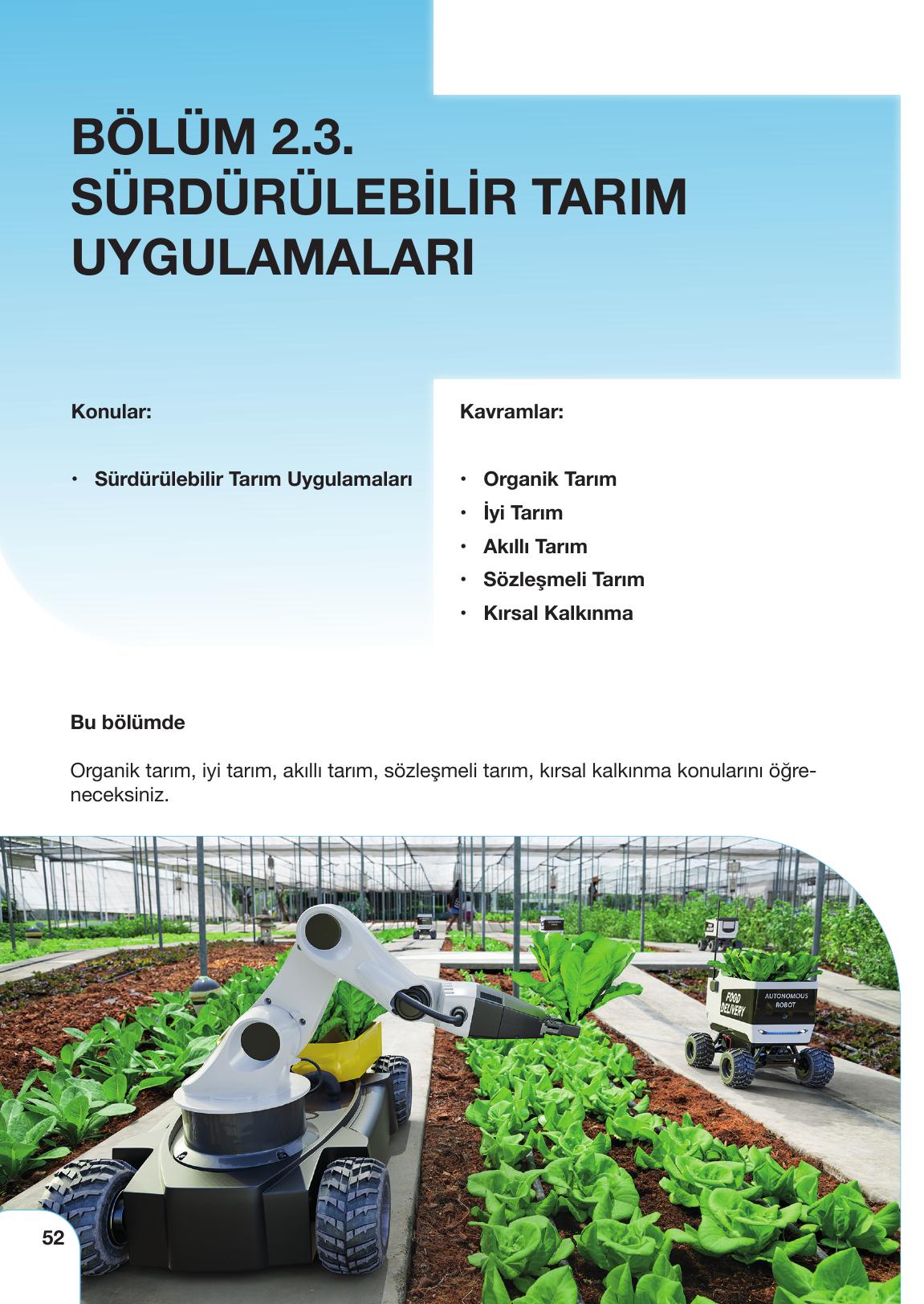 10. Sınıf Meb Yayınları Sürdürülebilir Tarım Ve Gıda Güvenliği Ders Kitabı Sayfa 52 Cevapları