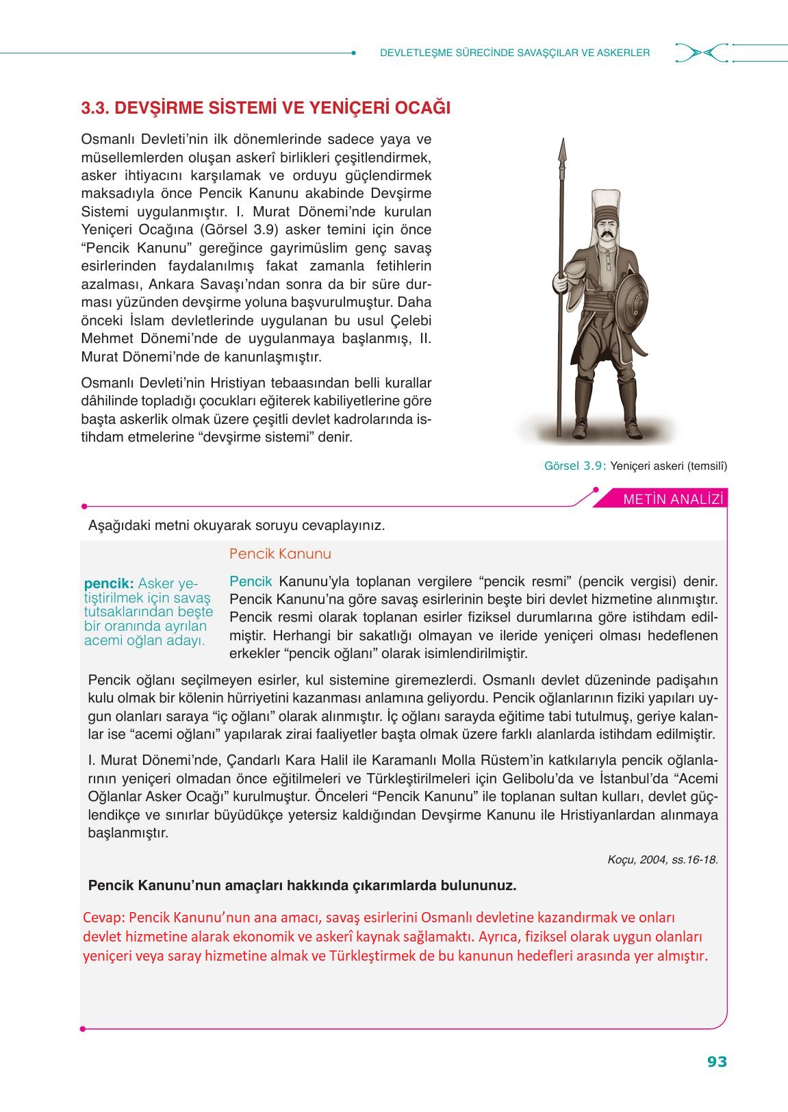 10. Sınıf Meb Yayınları Tarih Ders Kitabı Sayfa 93 Cevapları