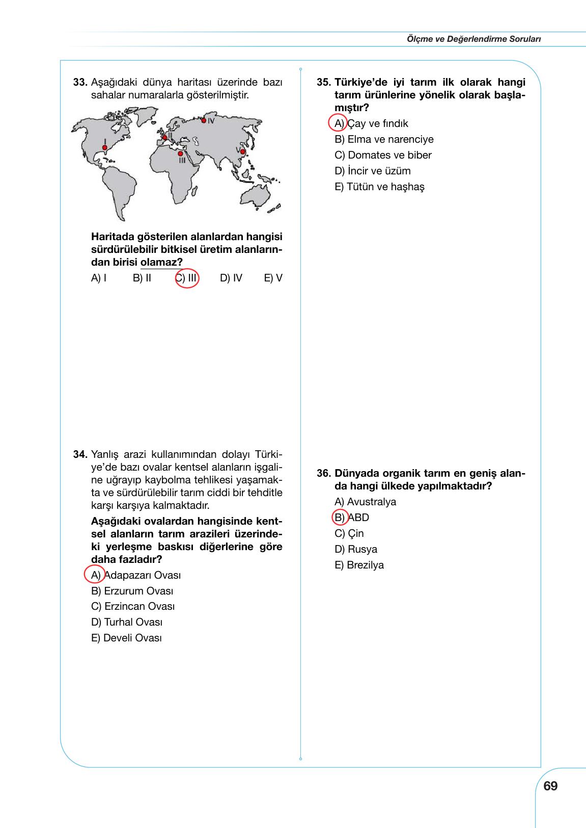 10. Sınıf Meb Yayınları Tarım Ve Gıda Güvenliği Ders Kitabı Sayfa 69 Cevapları