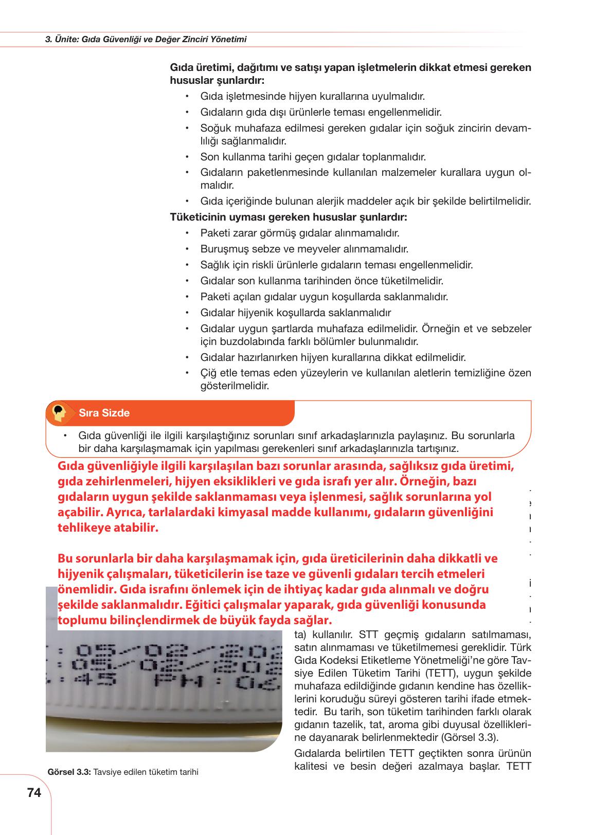 10. Sınıf Meb Yayınları Tarım Ve Gıda Güvenliği Ders Kitabı Sayfa 74 Cevapları