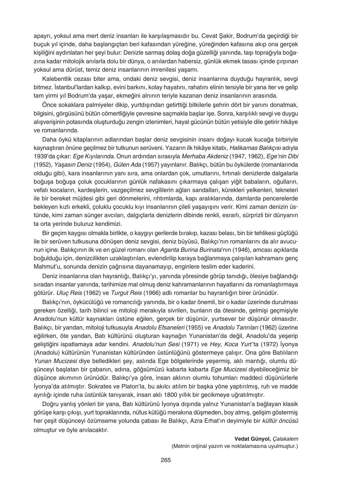 11. Sınıf Gizem Yayınları Türk Dili Ve Edebiyatı Ders Kitabı Sayfa 265 Cevapları