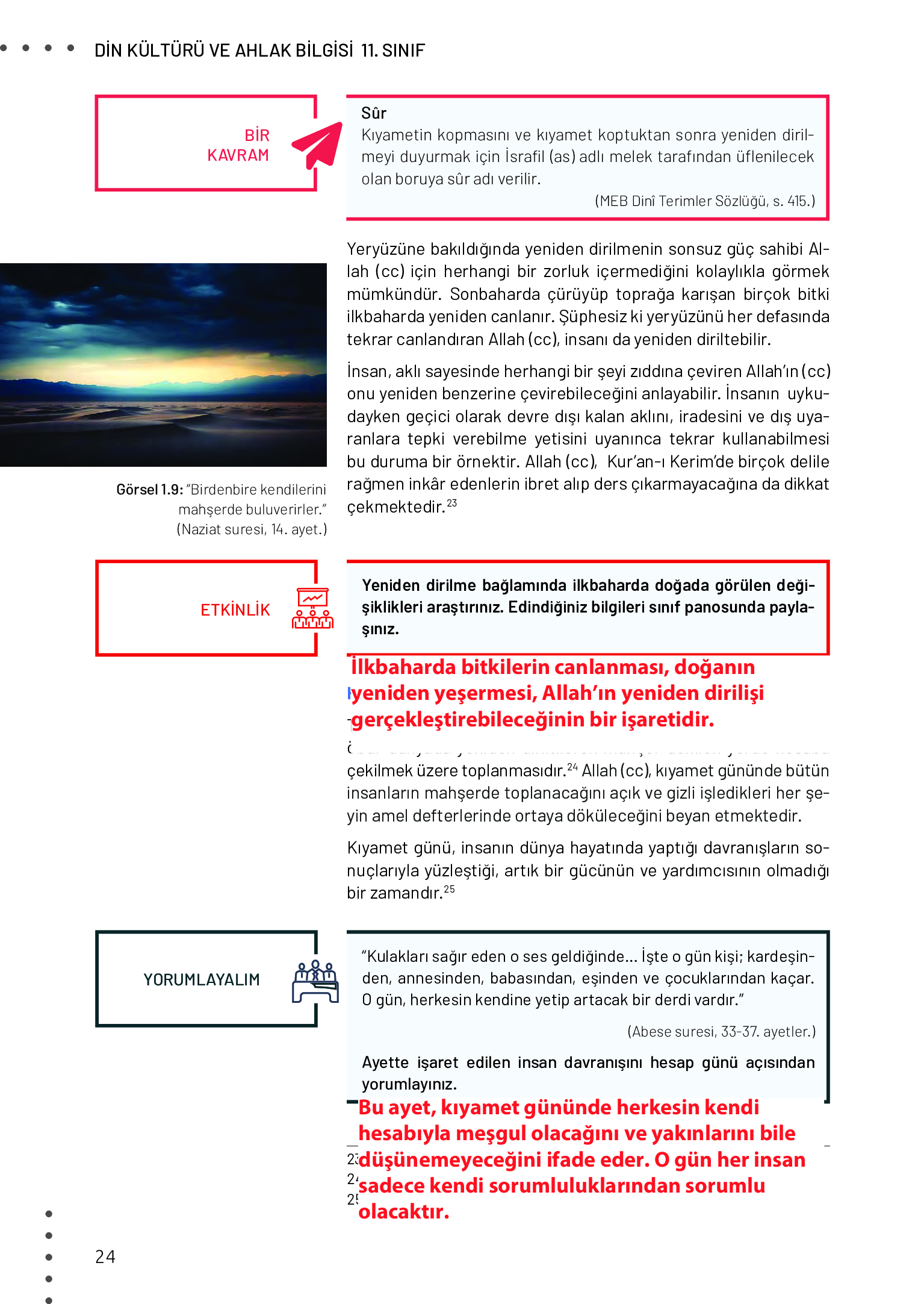 11. Sınıf Meb Yayınları Din Kültürü Ve Ahlak Bilgisi Ders Kitabı Sayfa 24 Cevapları