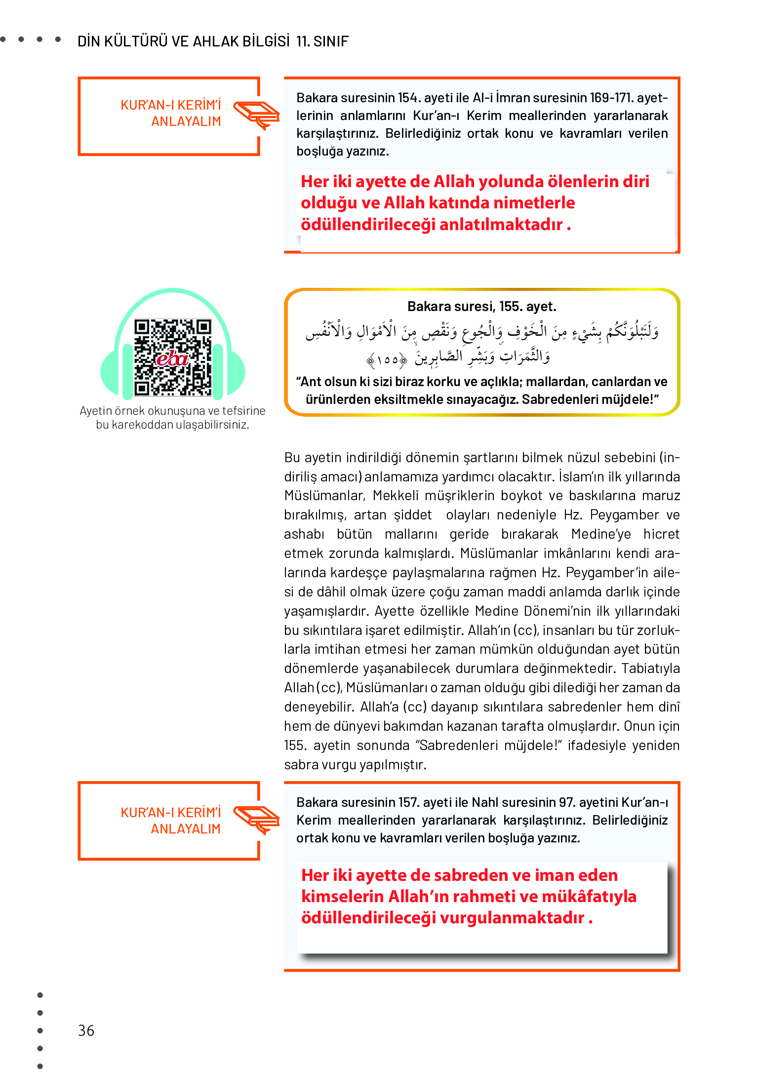 11. Sınıf Meb Yayınları Din Kültürü Ve Ahlak Bilgisi Ders Kitabı Sayfa 36 Cevapları