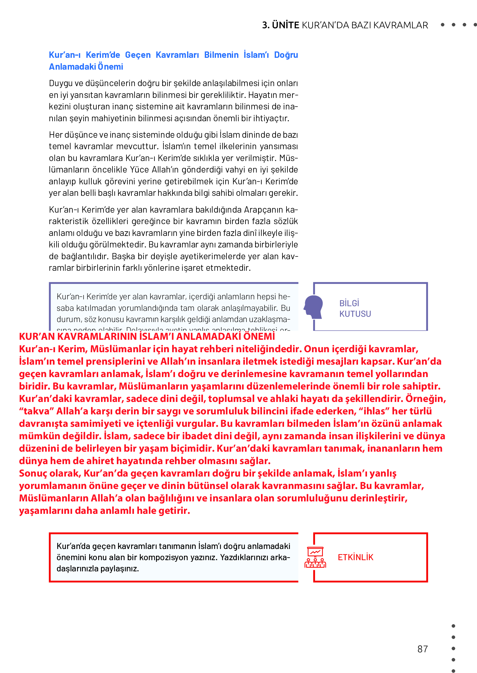 11. Sınıf Meb Yayınları Din Kültürü Ve Ahlak Bilgisi Ders Kitabı Sayfa 87 Cevapları
