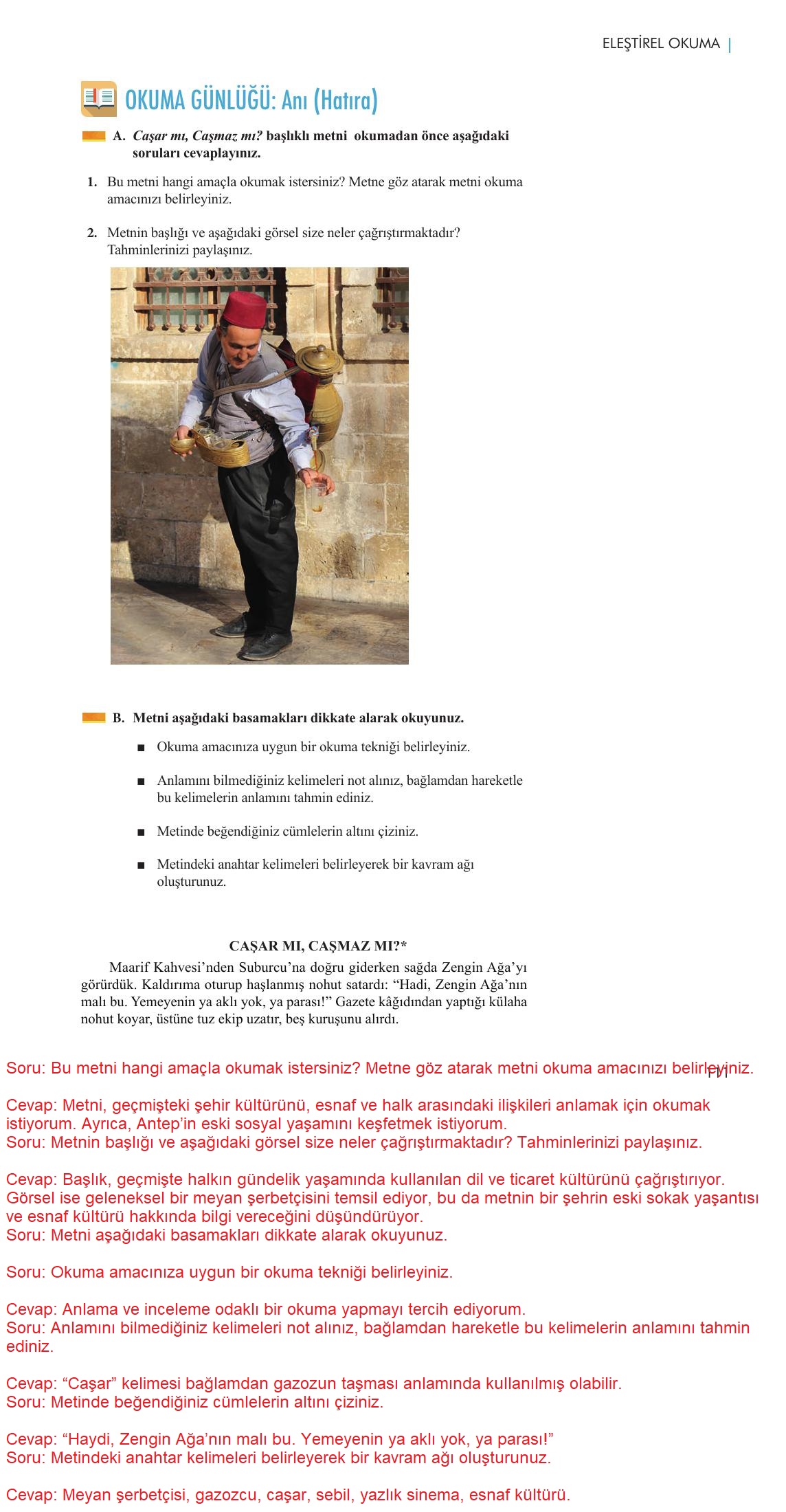 11. Sınıf Meb Yayınları Metin Tahlilleri Ders Kitabı Sayfa 111 Cevapları