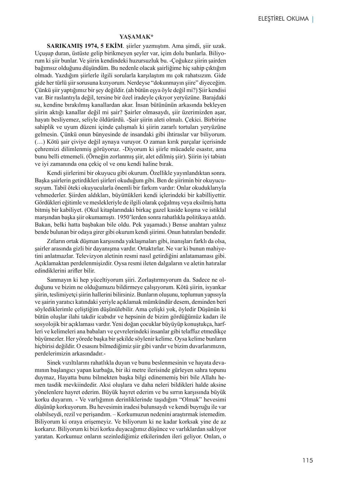 11. Sınıf Meb Yayınları Metin Tahlilleri Ders Kitabı Sayfa 115 Cevapları