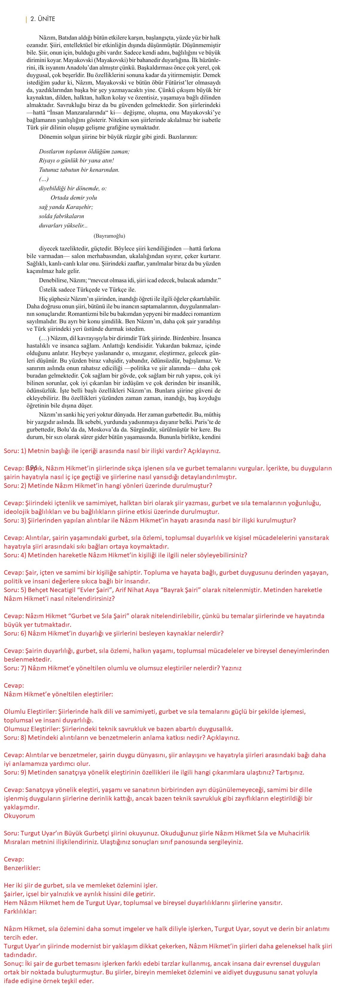 11. Sınıf Meb Yayınları Metin Tahlilleri Ders Kitabı Sayfa 196 Cevapları