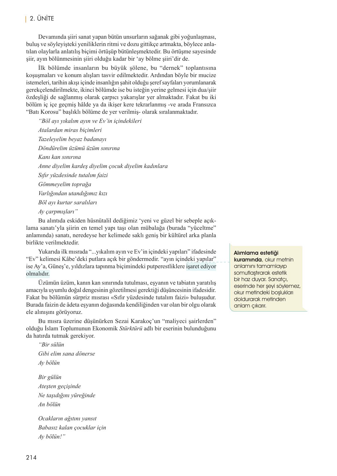 11. Sınıf Meb Yayınları Metin Tahlilleri Ders Kitabı Sayfa 214 Cevapları