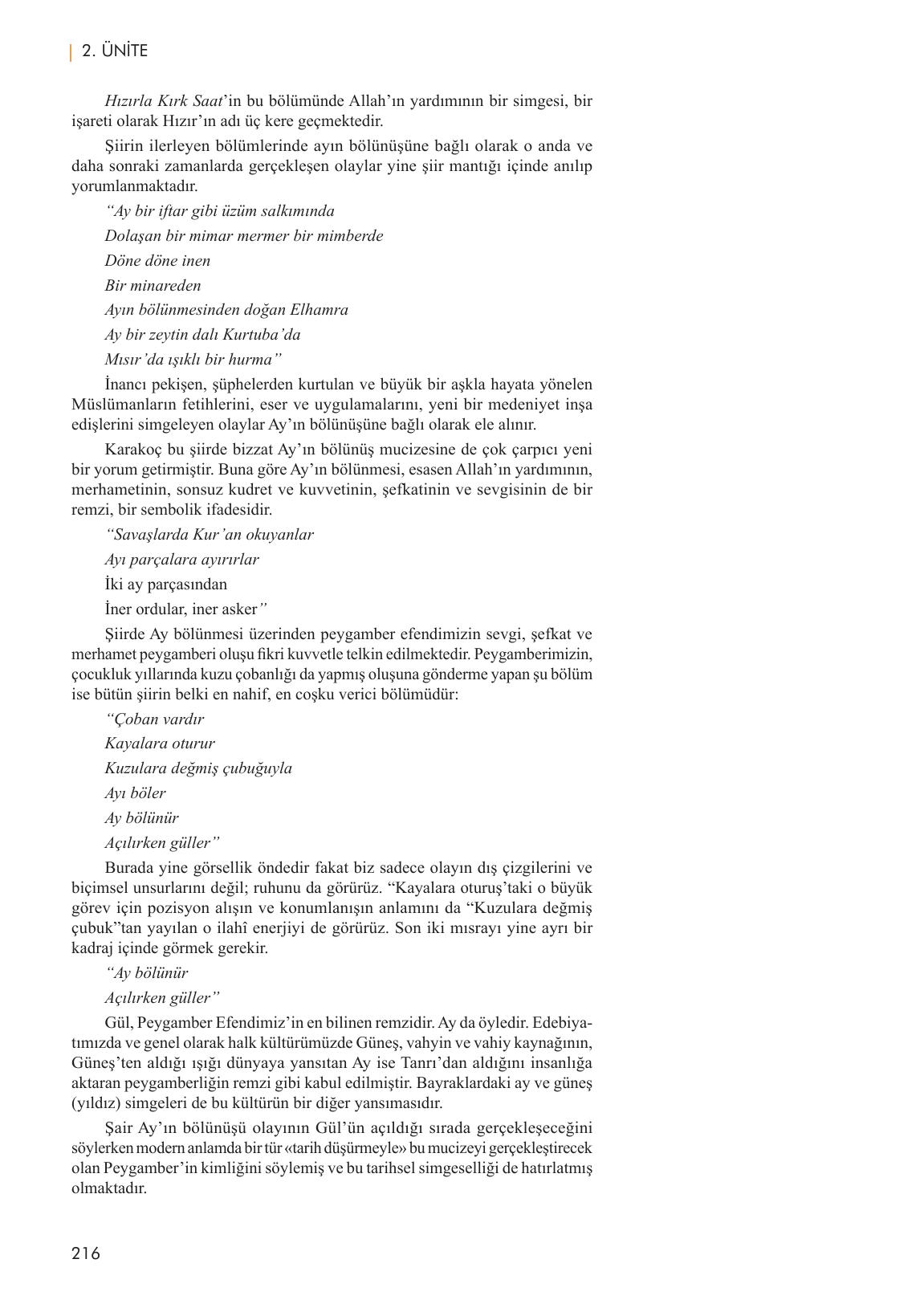 11. Sınıf Meb Yayınları Metin Tahlilleri Ders Kitabı Sayfa 216 Cevapları