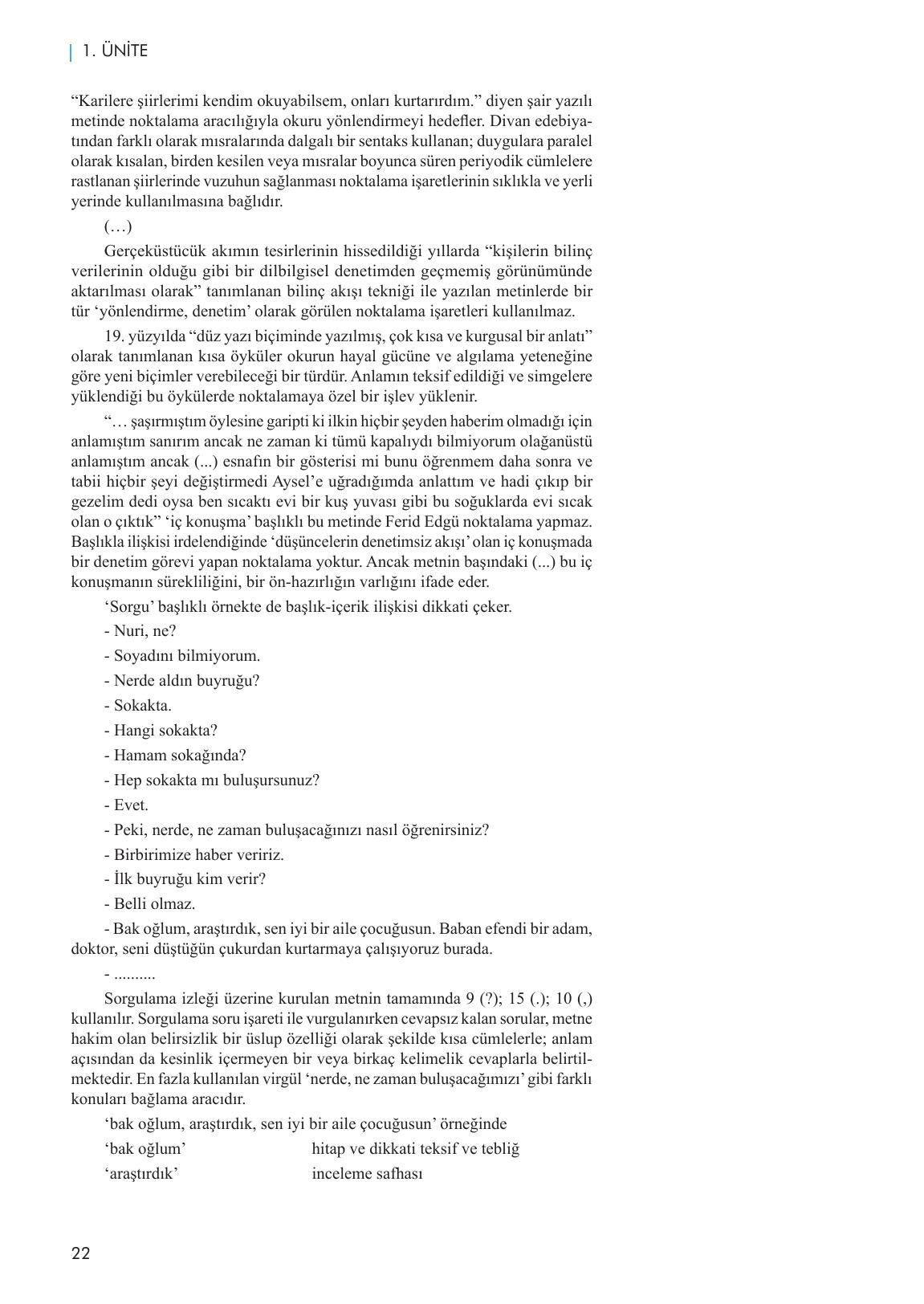 11. Sınıf Meb Yayınları Metin Tahlilleri Ders Kitabı Sayfa 22 Cevapları