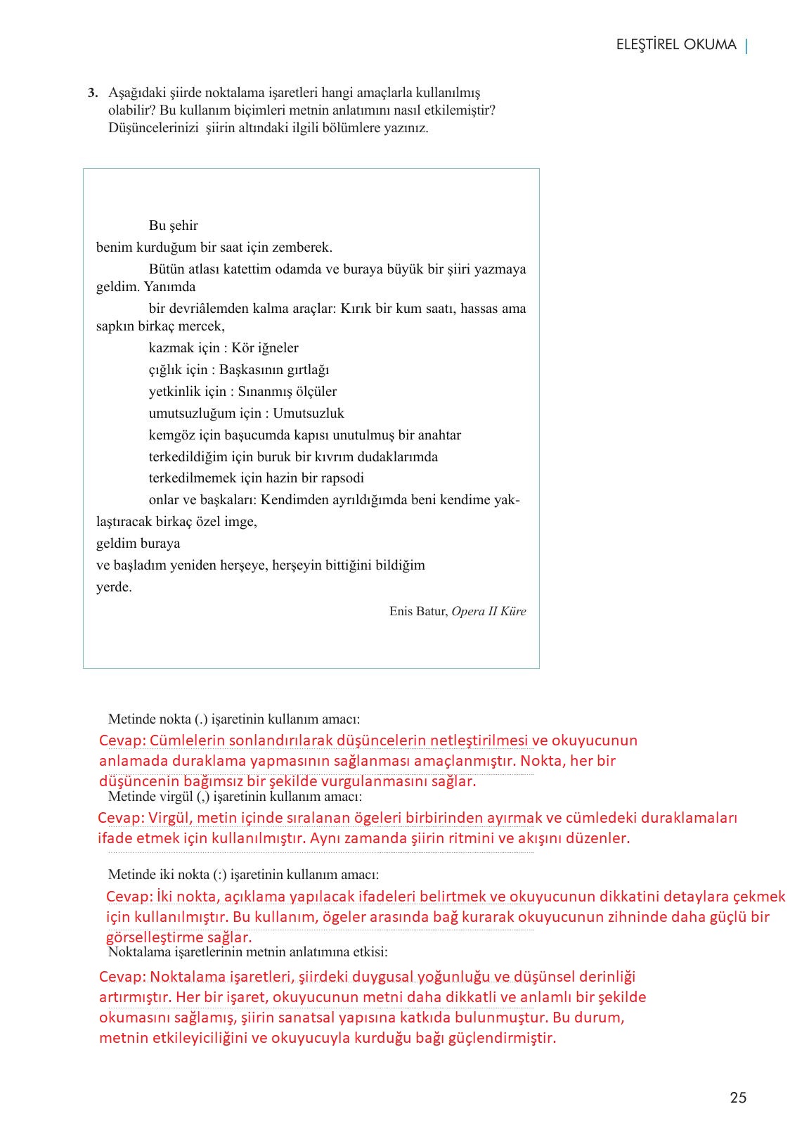 11. Sınıf Meb Yayınları Metin Tahlilleri Ders Kitabı Sayfa 25 Cevapları