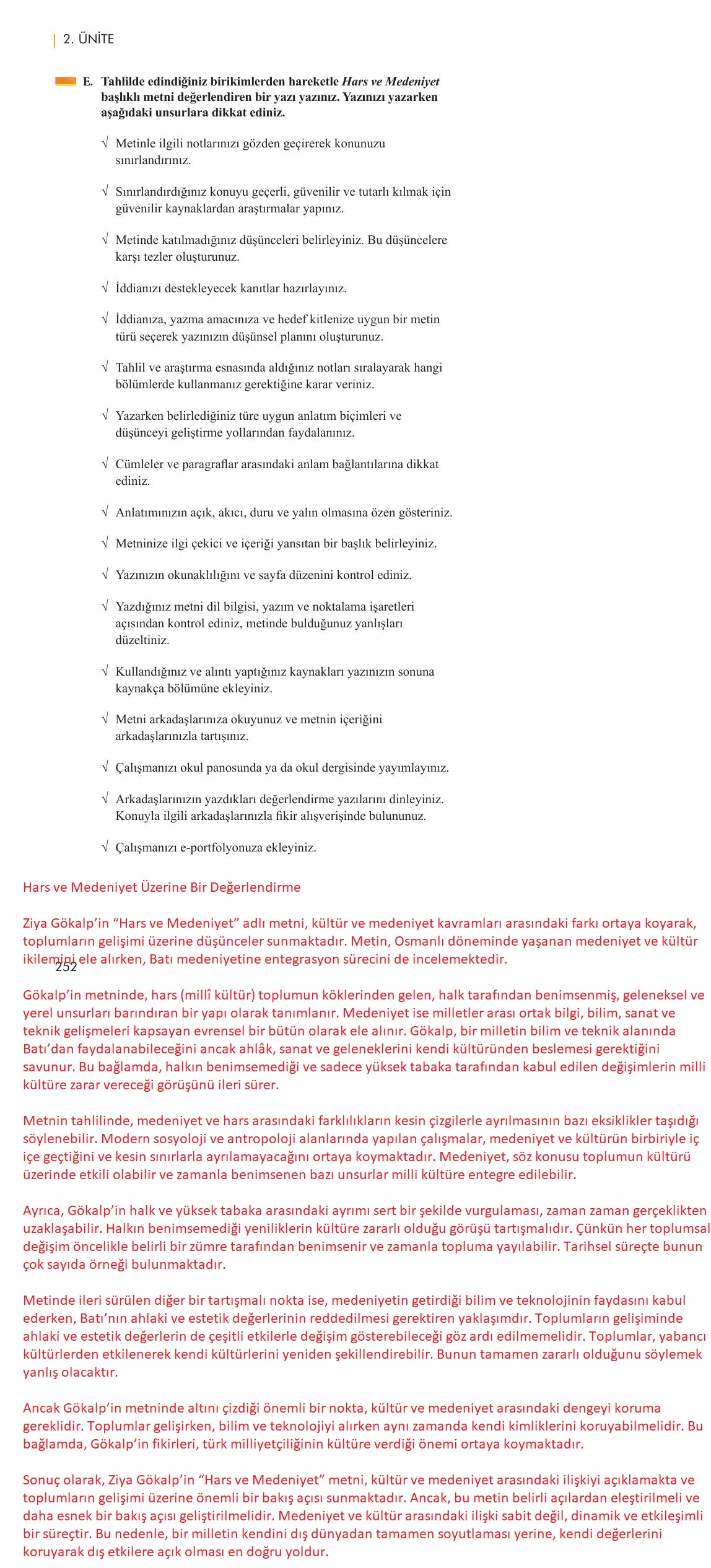 11. Sınıf Meb Yayınları Metin Tahlilleri Ders Kitabı Sayfa 252 Cevapları