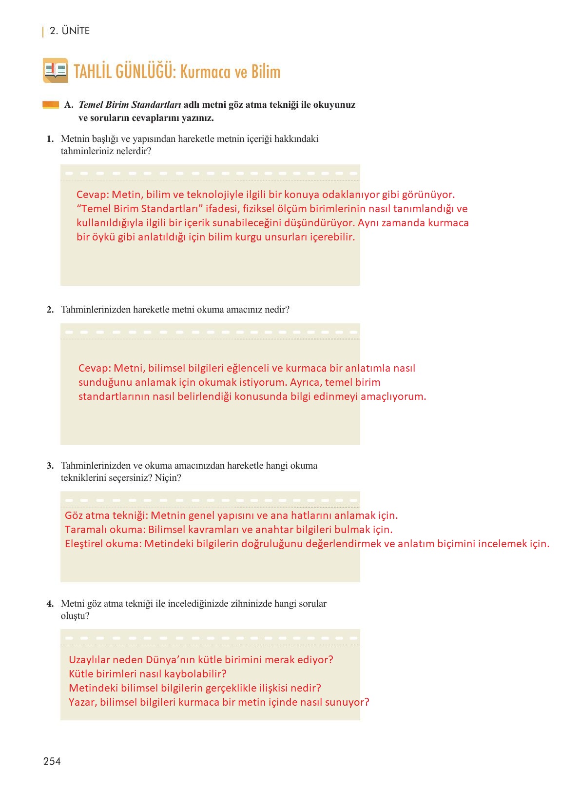 11. Sınıf Meb Yayınları Metin Tahlilleri Ders Kitabı Sayfa 254 Cevapları