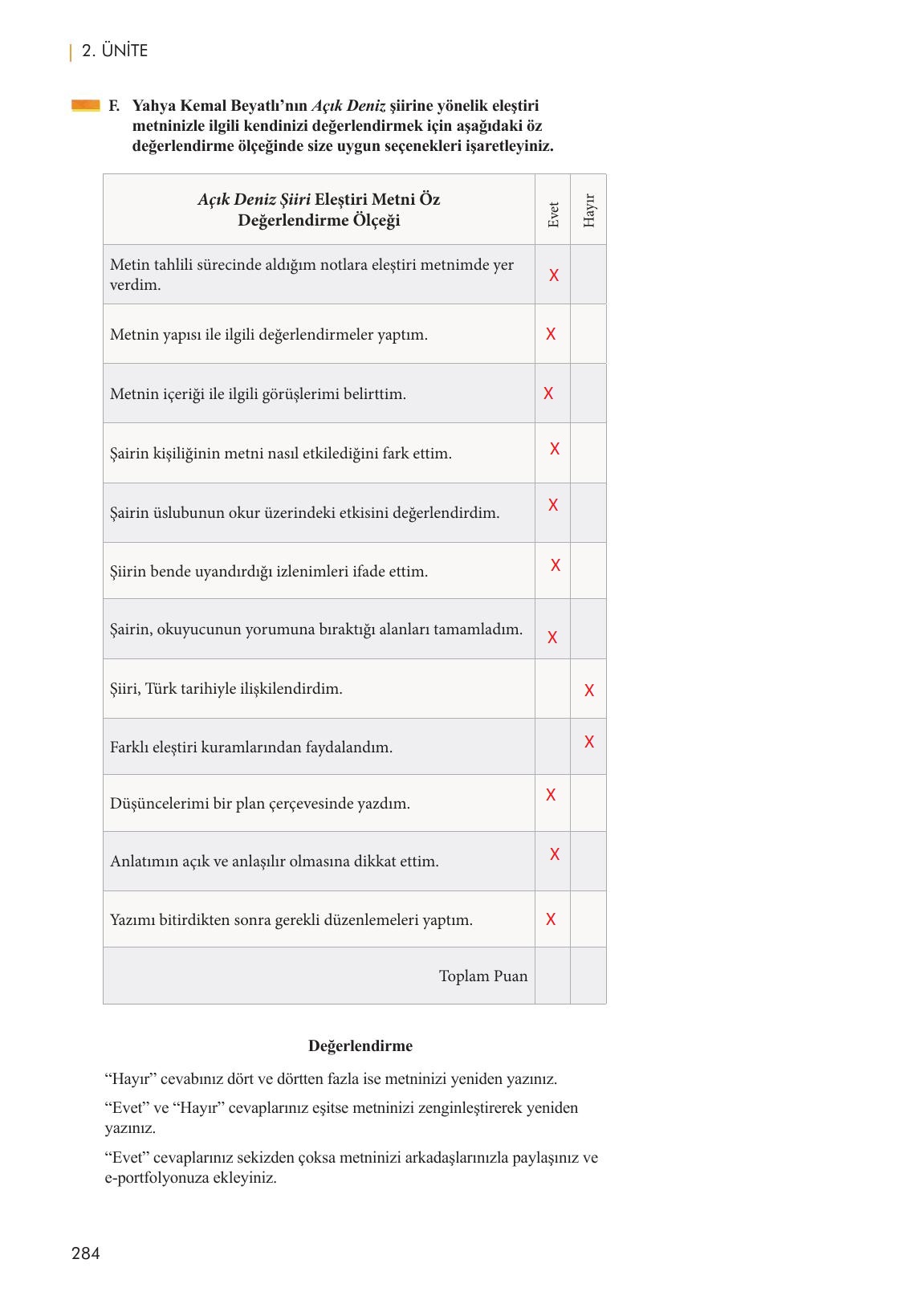 11. Sınıf Meb Yayınları Metin Tahlilleri Ders Kitabı Sayfa 284 Cevapları