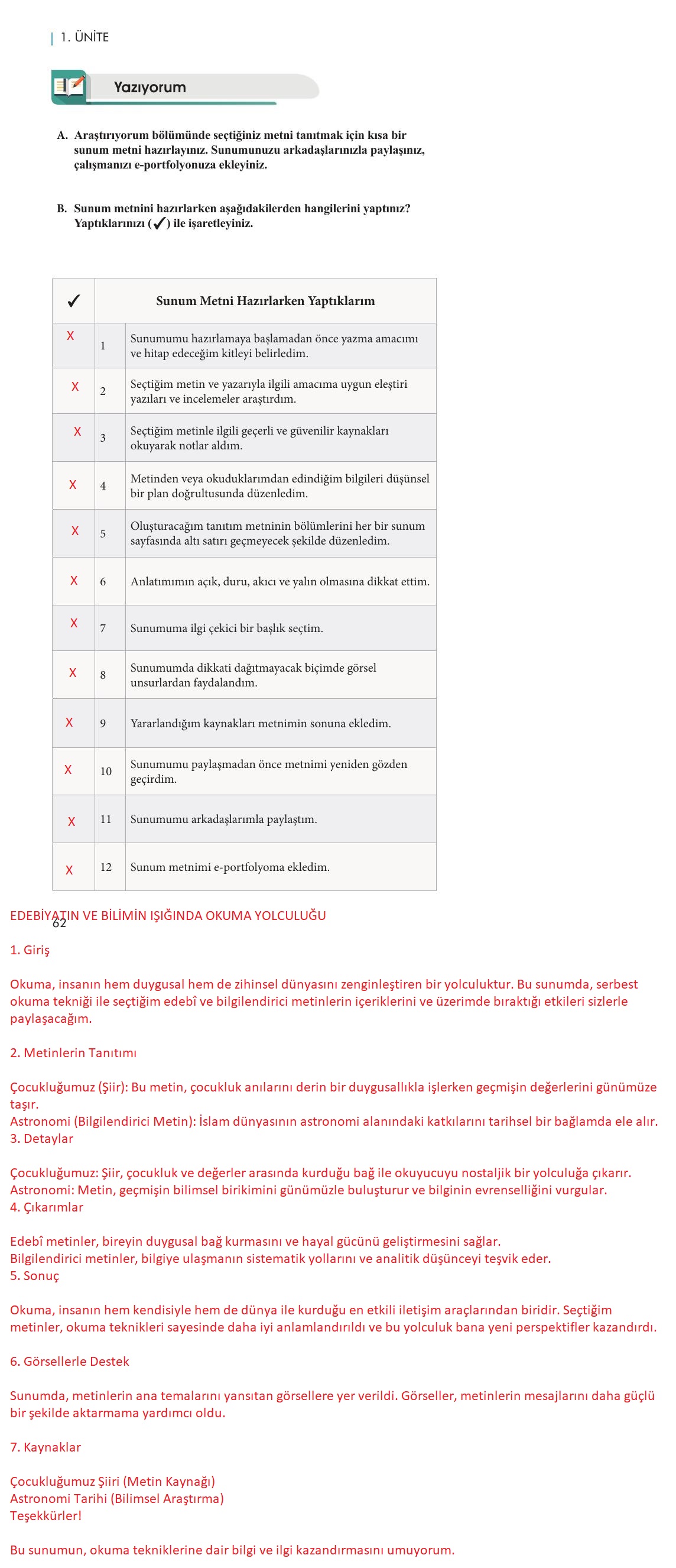 11. Sınıf Meb Yayınları Metin Tahlilleri Ders Kitabı Sayfa 62 Cevapları