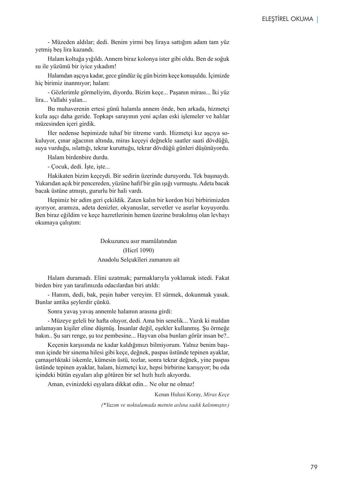 11. Sınıf Meb Yayınları Metin Tahlilleri Ders Kitabı Sayfa 79 Cevapları