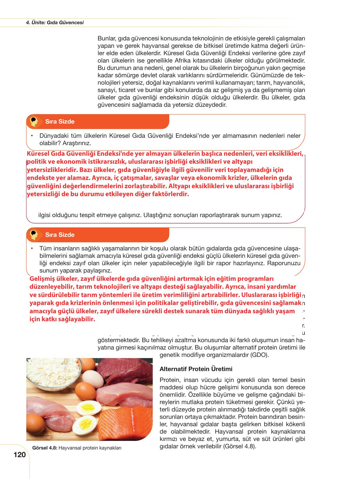 11. Sınıf Meb Yayınları Tarım Ve Gıda Güvenliği Ders Kitabı Sayfa 120 Cevapları