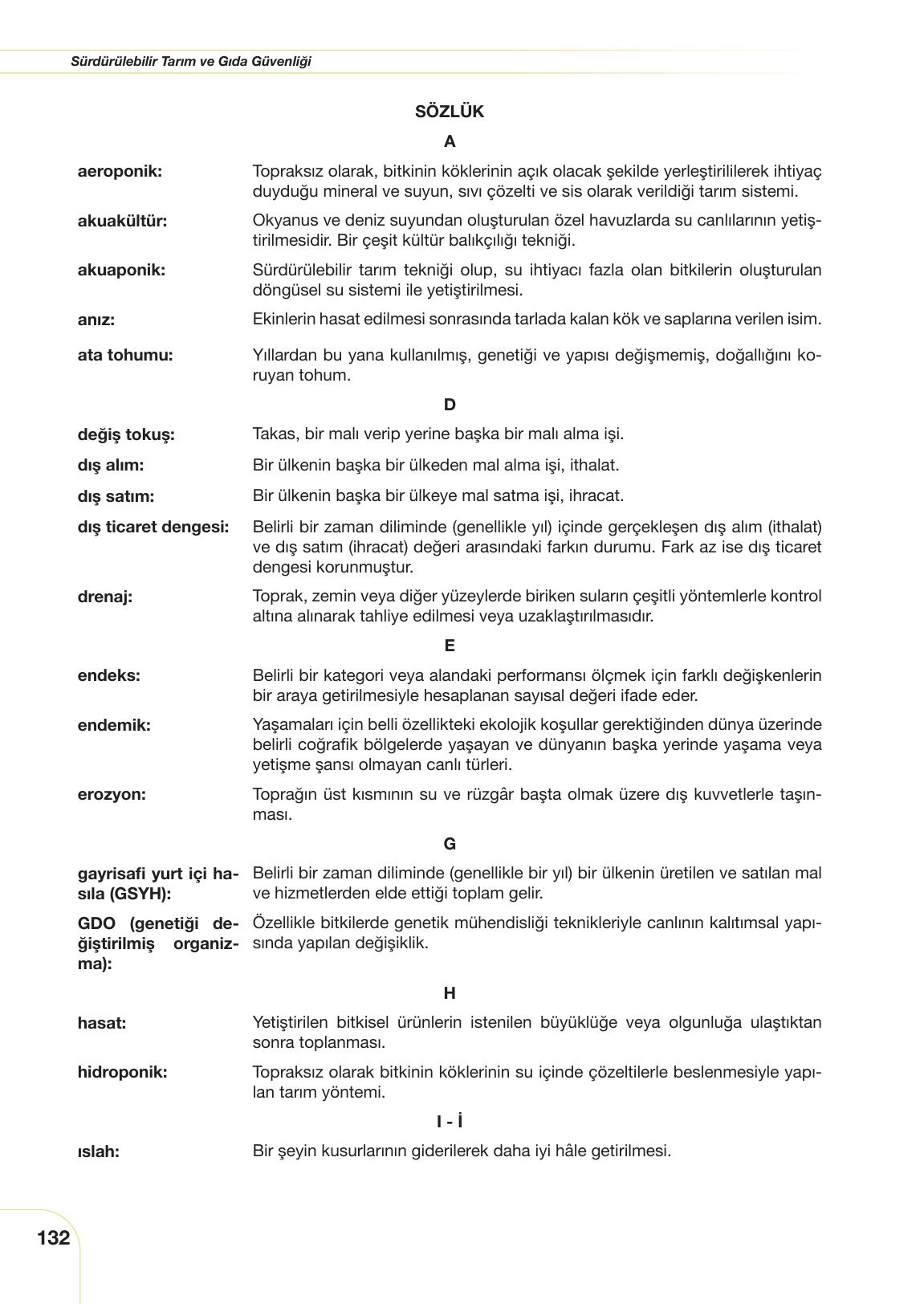 11. Sınıf Meb Yayınları Tarım Ve Gıda Güvenliği Ders Kitabı Sayfa 132 Cevapları