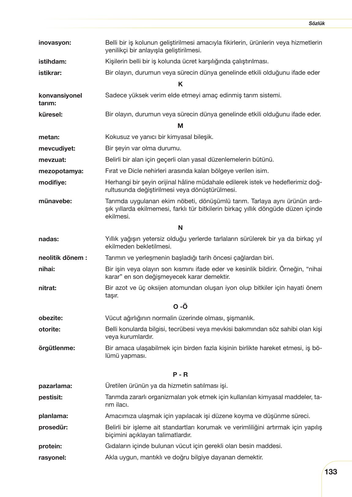11. Sınıf Meb Yayınları Tarım Ve Gıda Güvenliği Ders Kitabı Sayfa 133 Cevapları