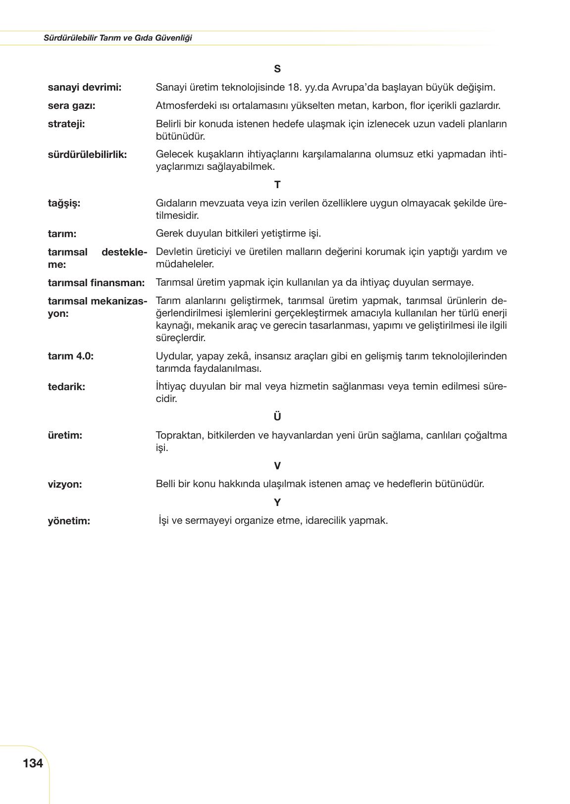 11. Sınıf Meb Yayınları Tarım Ve Gıda Güvenliği Ders Kitabı Sayfa 134 Cevapları