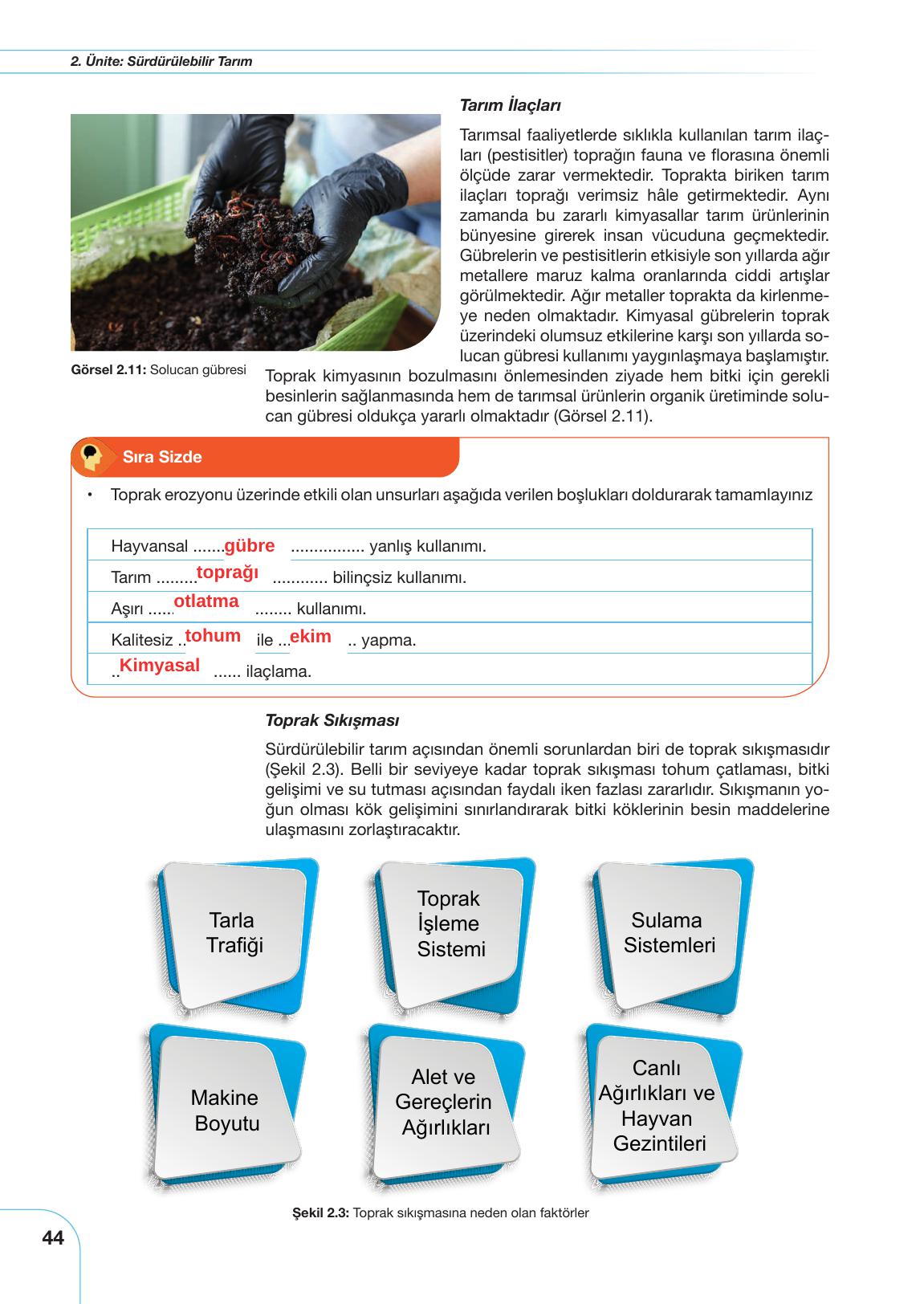 11. Sınıf Meb Yayınları Tarım Ve Gıda Güvenliği Ders Kitabı Sayfa 44 Cevapları