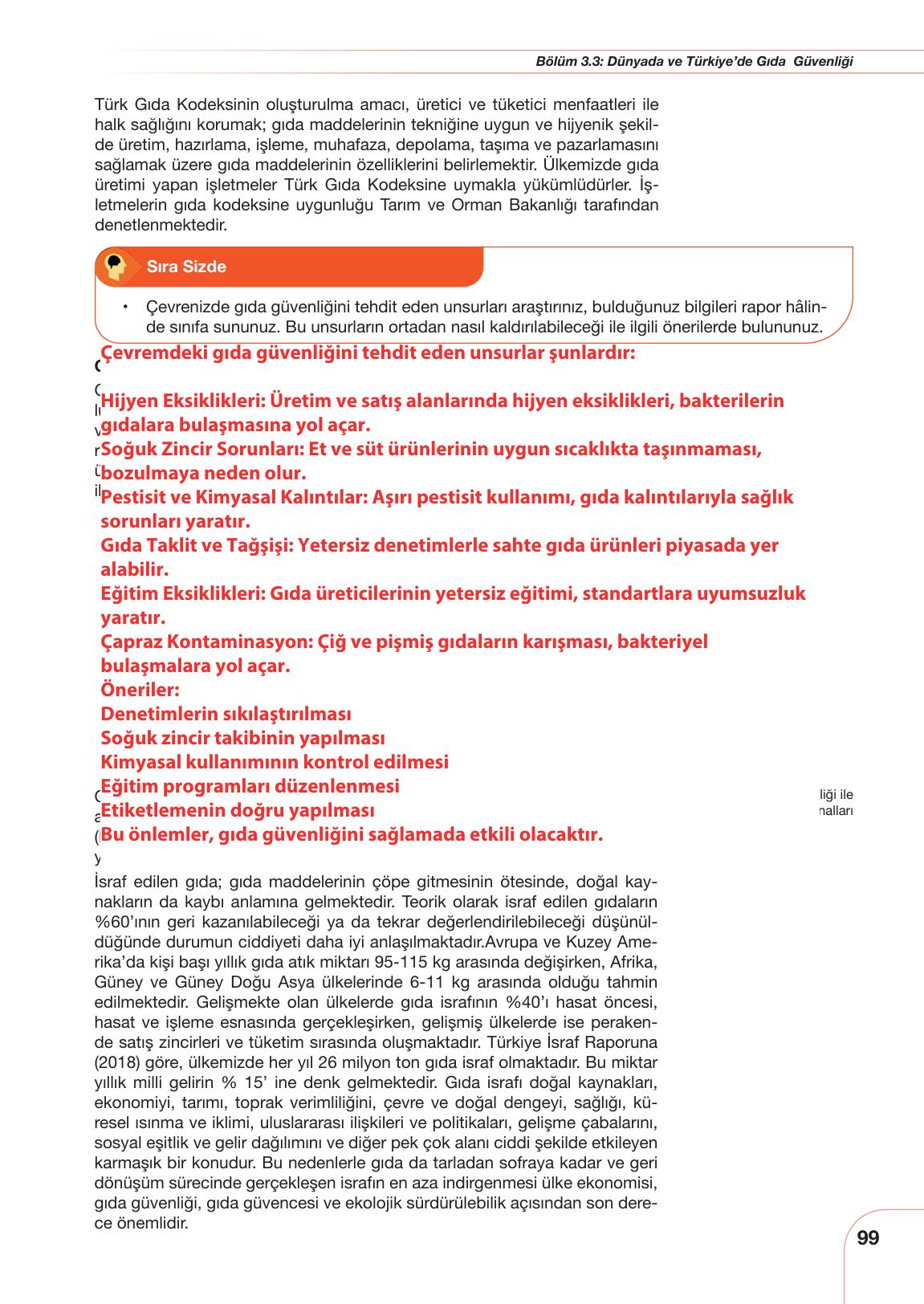 11. Sınıf Meb Yayınları Tarım Ve Gıda Güvenliği Ders Kitabı Sayfa 99 Cevapları