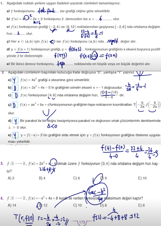 11. Sınıf Sdr Dikey Yayıncılık Matematik Ders Kitabı Sayfa 173 Cevapları