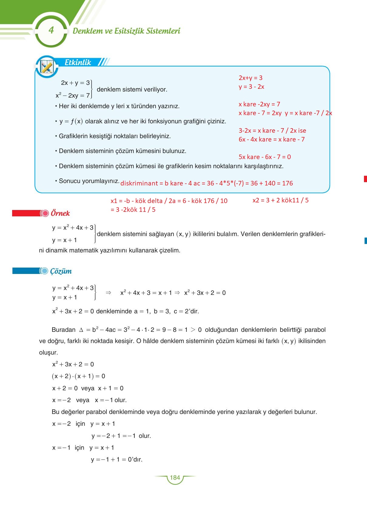 11. Sınıf Sdr Dikey Yayıncılık Matematik Ders Kitabı Sayfa 184 Cevapları