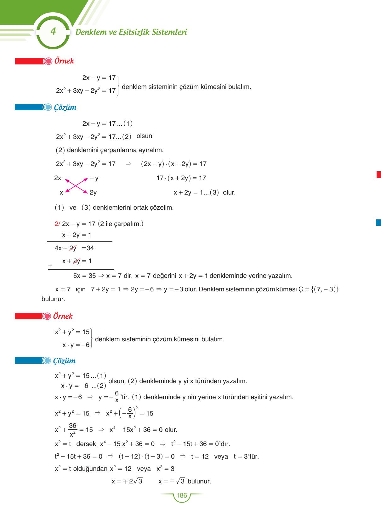 11. Sınıf Sdr Dikey Yayıncılık Matematik Ders Kitabı Sayfa 186 Cevapları