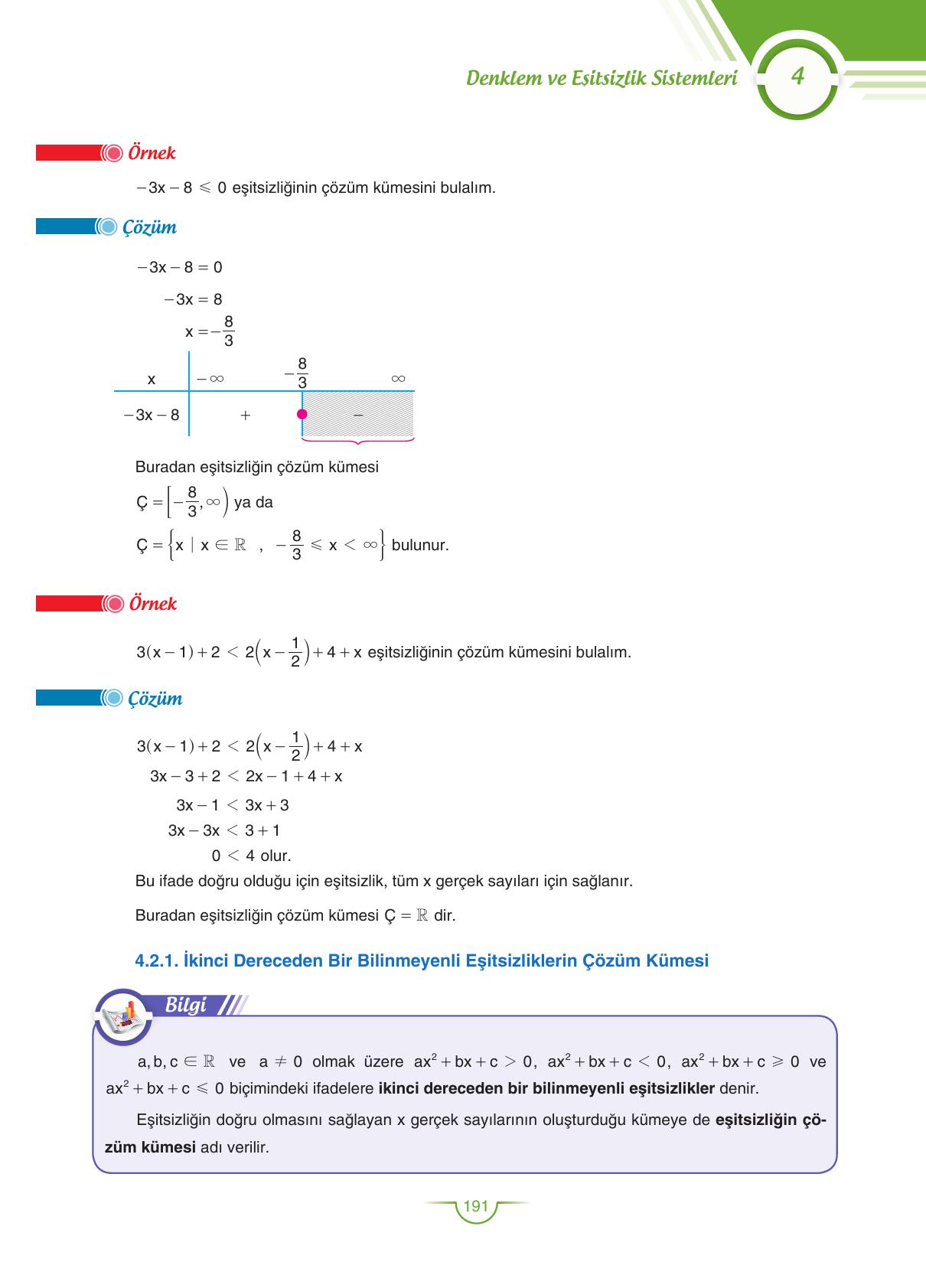 11. Sınıf Sdr Dikey Yayıncılık Matematik Ders Kitabı Sayfa 191 Cevapları