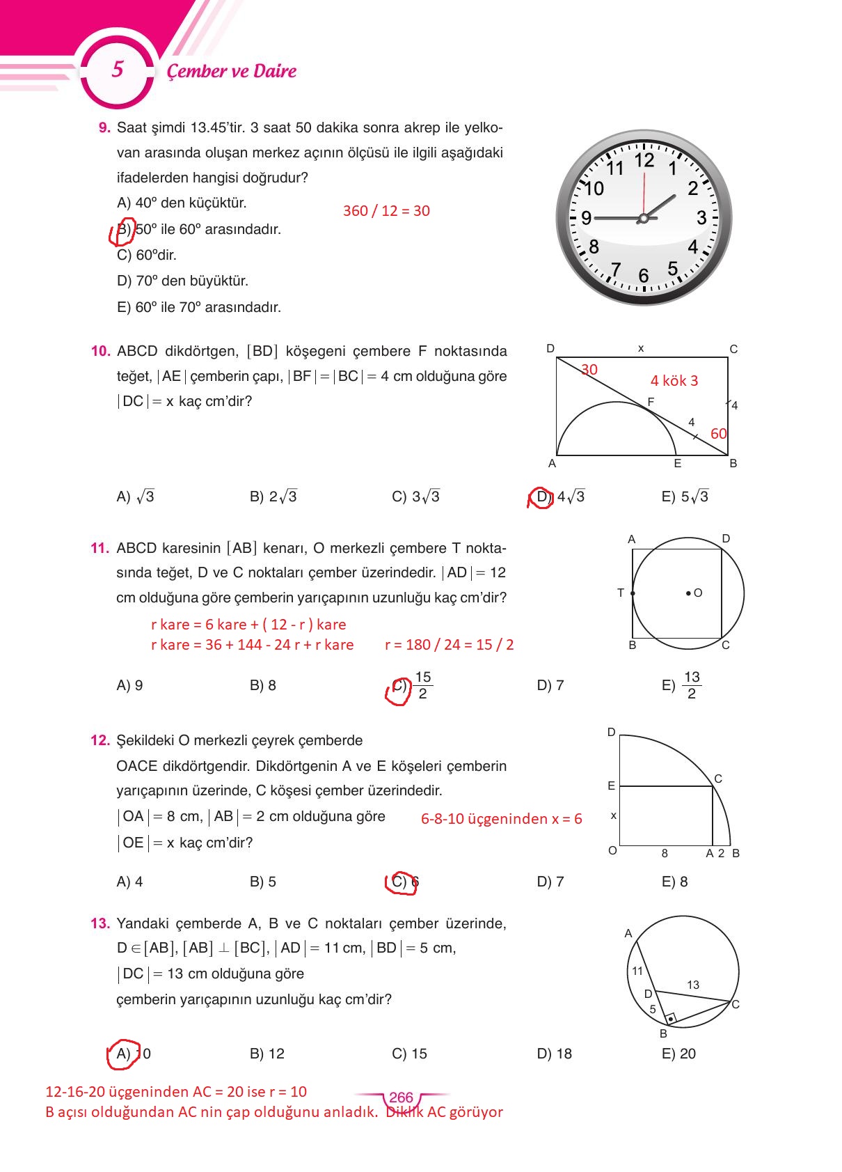 11. Sınıf Sdr Dikey Yayıncılık Matematik Ders Kitabı Sayfa 266 Cevapları