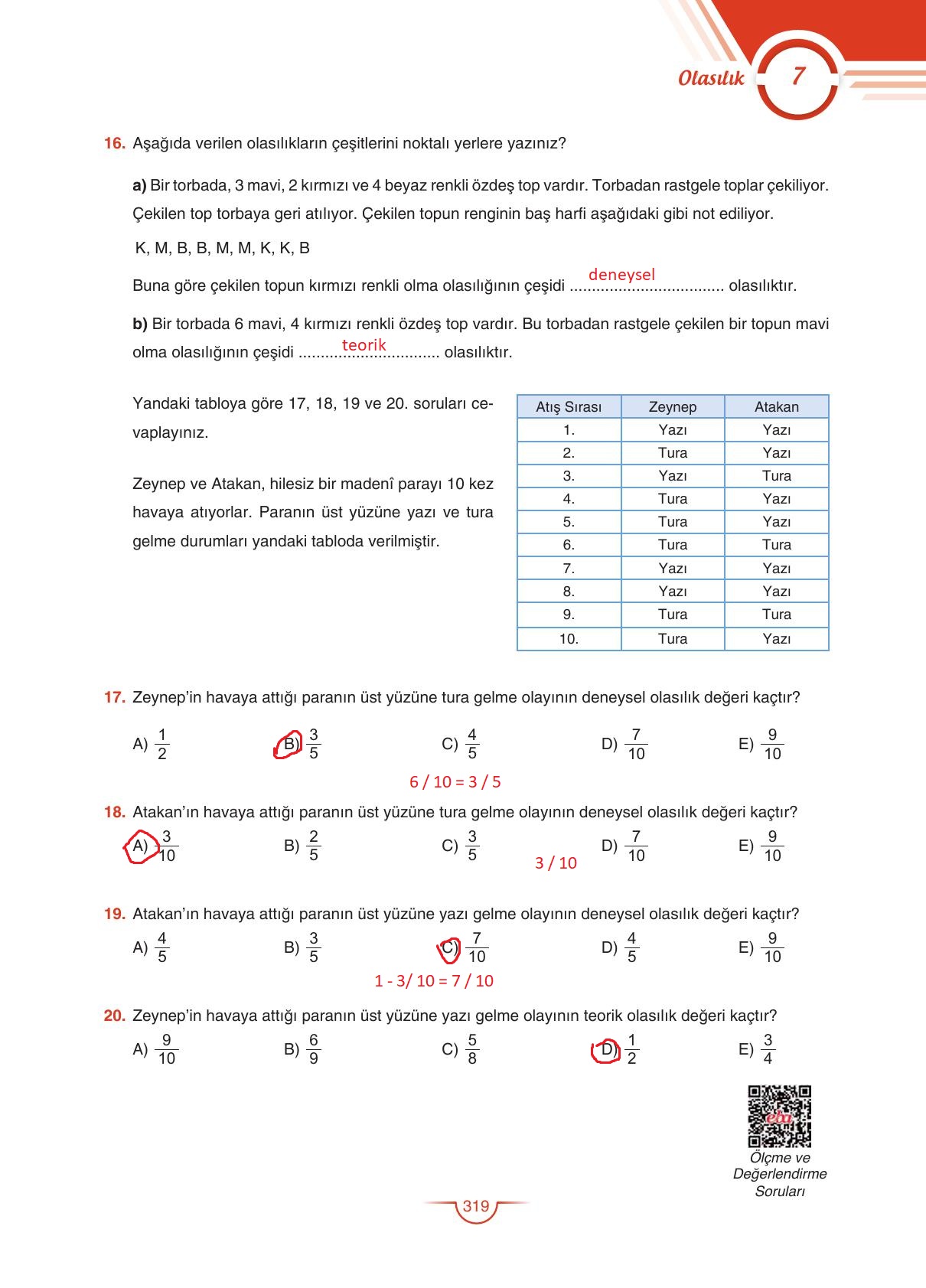 11. Sınıf Sdr Dikey Yayıncılık Matematik Ders Kitabı Sayfa 319 Cevapları