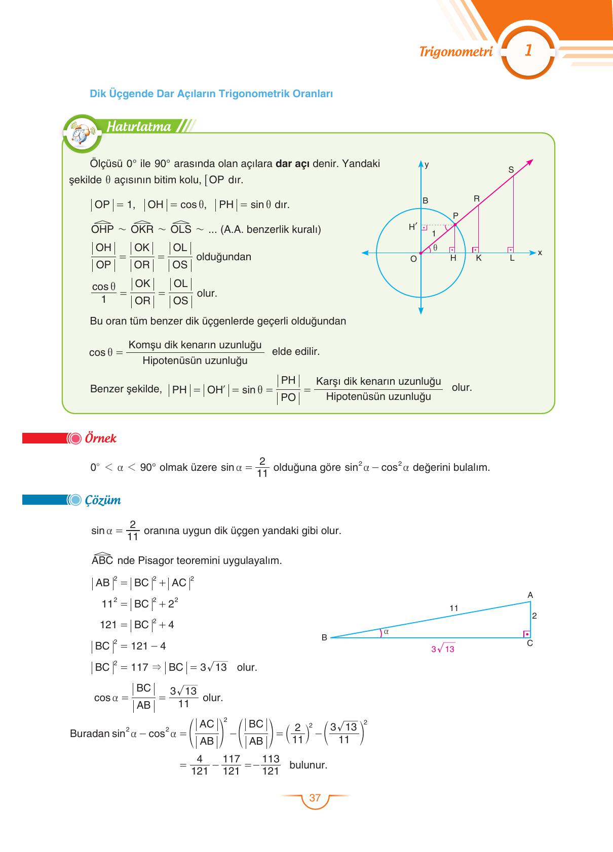 11. Sınıf Sdr Dikey Yayıncılık Matematik Ders Kitabı Sayfa 37 Cevapları