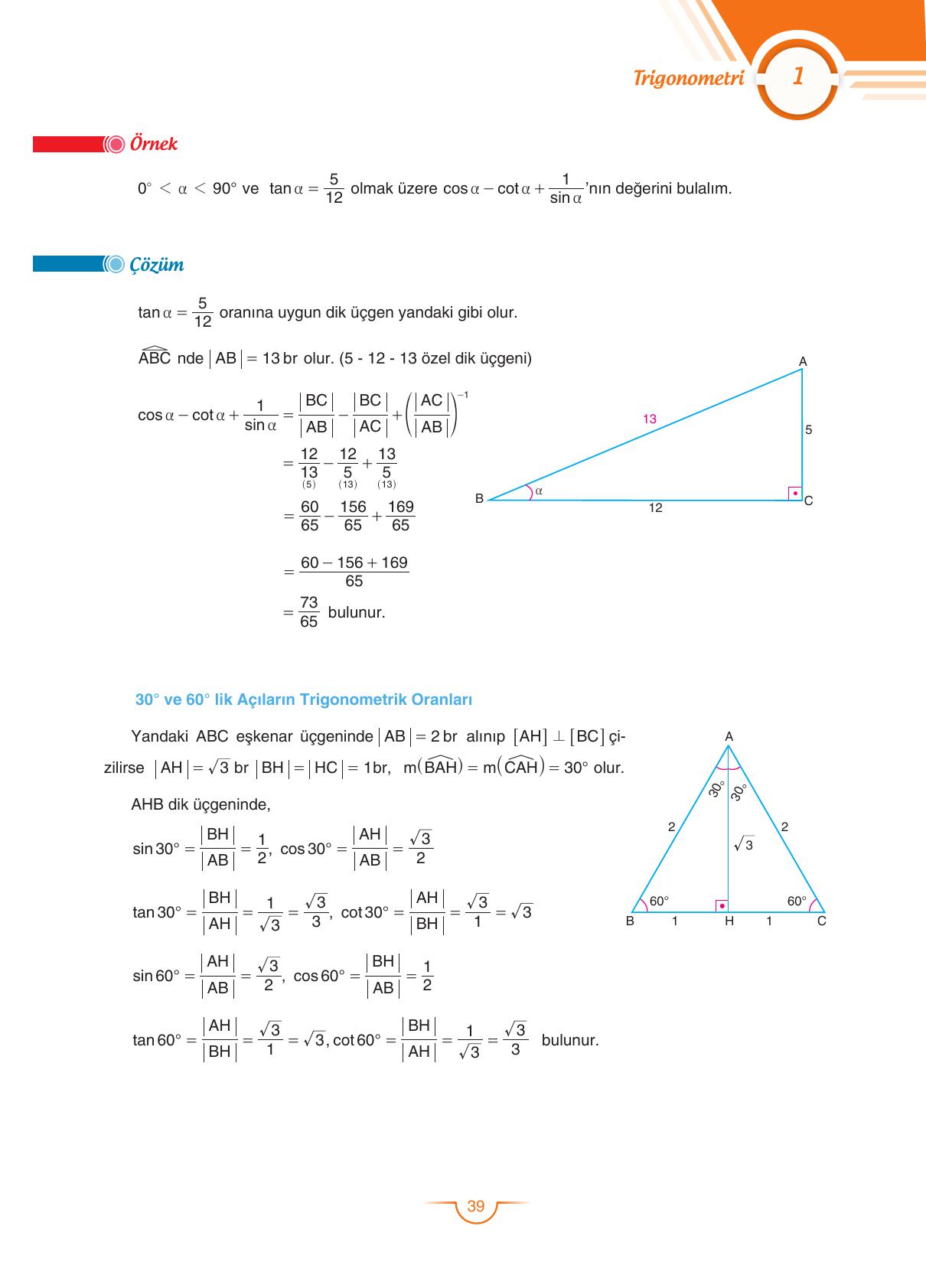 11. Sınıf Sdr Dikey Yayıncılık Matematik Ders Kitabı Sayfa 39 Cevapları