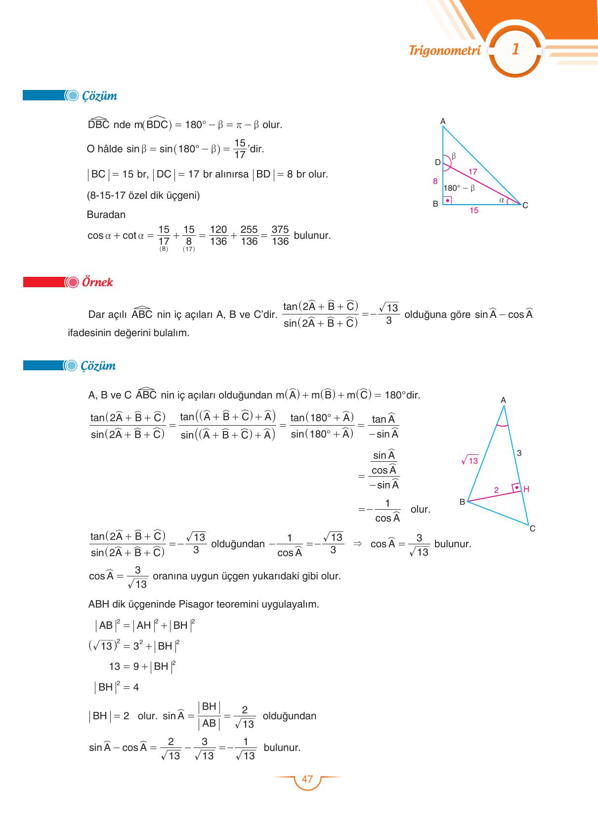 11. Sınıf Sdr Dikey Yayıncılık Matematik Ders Kitabı Sayfa 47 Cevapları