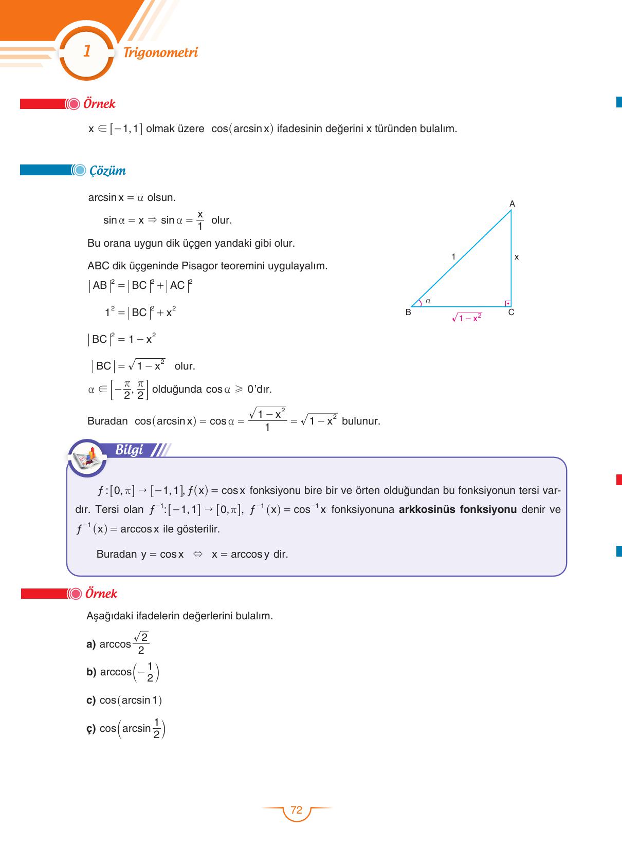 11. Sınıf Sdr Dikey Yayıncılık Matematik Ders Kitabı Sayfa 72 Cevapları
