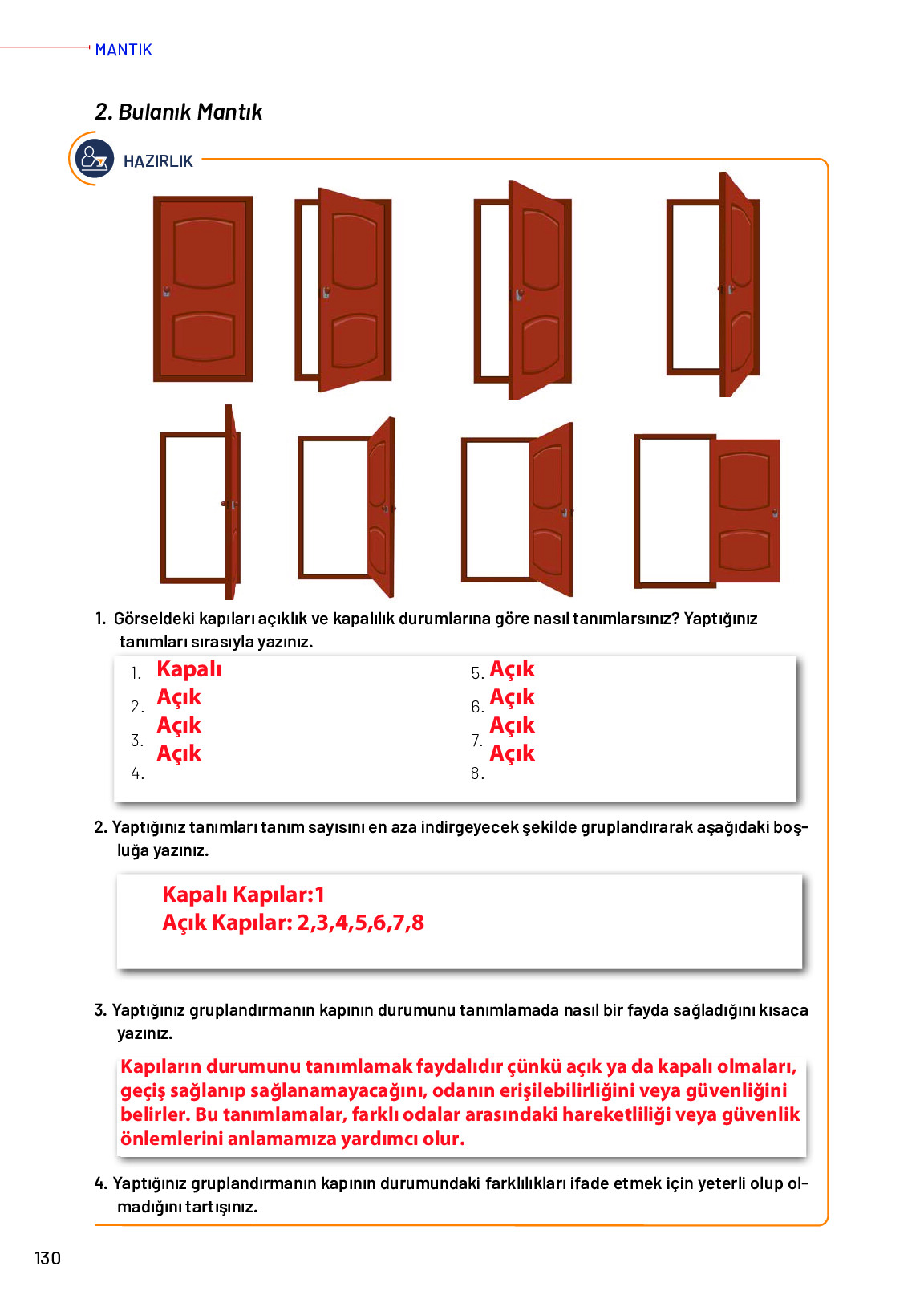 12. Sınıf Meb Yayınları Mantık Ders Kitabı Sayfa 130 Cevapları